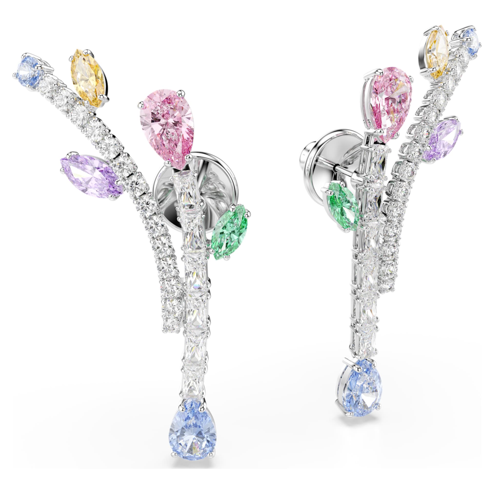 Ariana Grande x Swarovski drop earrings Mixed cuts, Multicolored, Rhodium plated