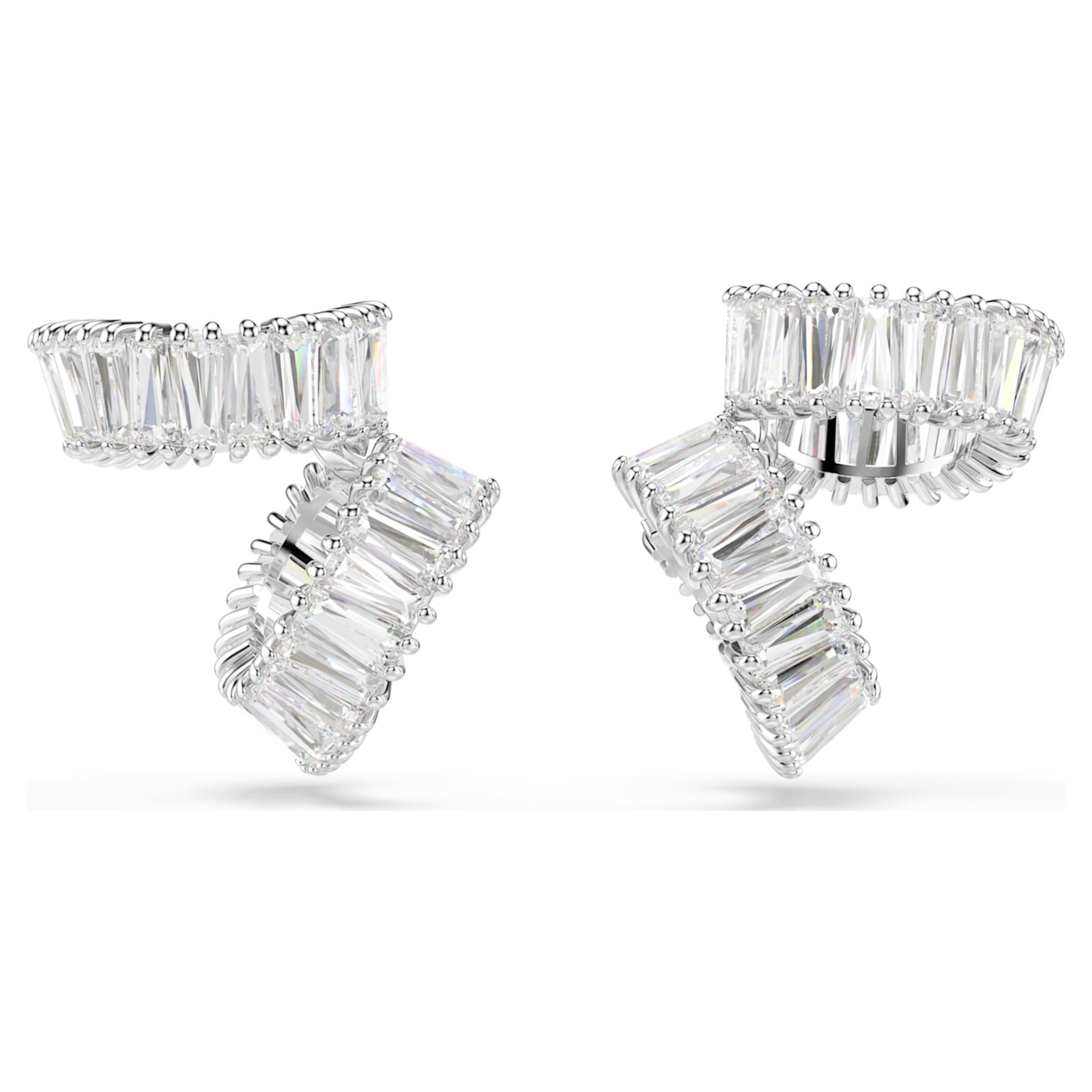 Ariana Grande x Swarovski ear cuffs Baguette cut, White, Rhodium plated