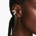 Ariana Grande x Swarovski ear cuffs Baguette cut, White, Rhodium plated