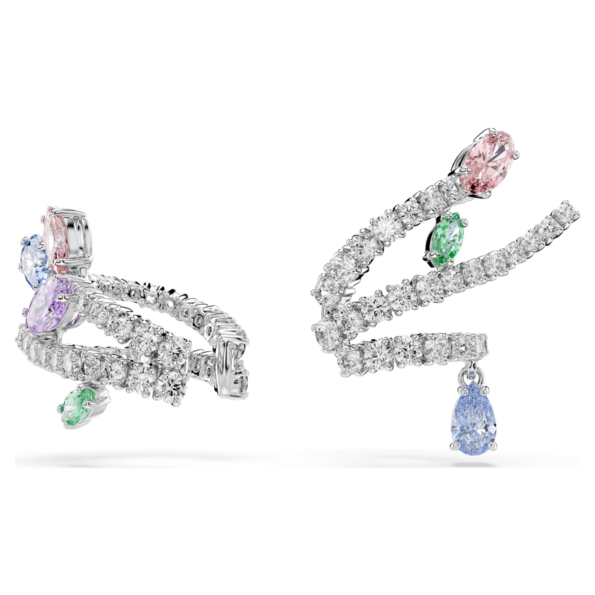 Ariana Grande x Swarovski ear cuffs Mixed cuts, Multicolored, Rhodium plated