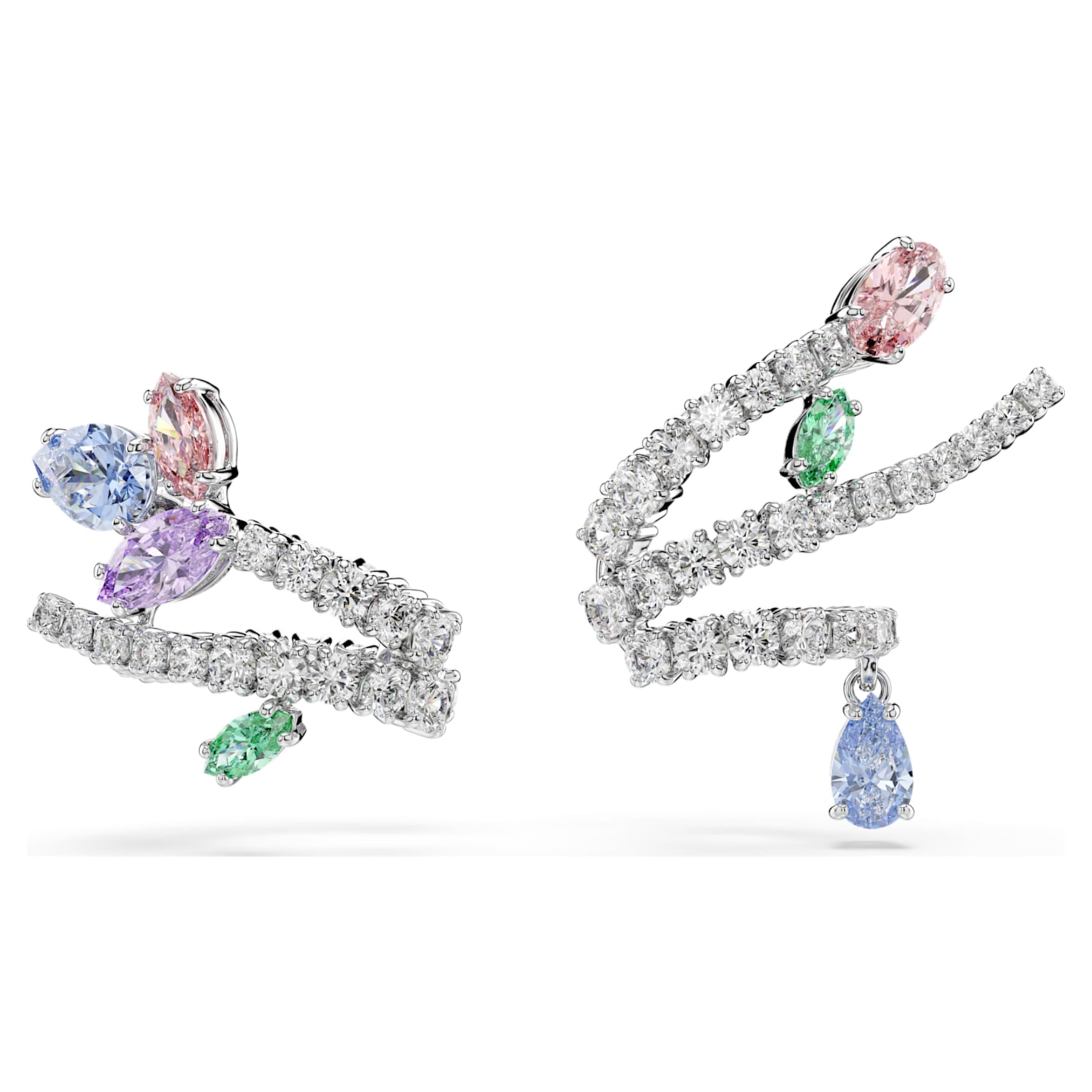 Ariana Grande x Swarovski ear cuffs Mixed cuts, Multicolored, Rhodium plated