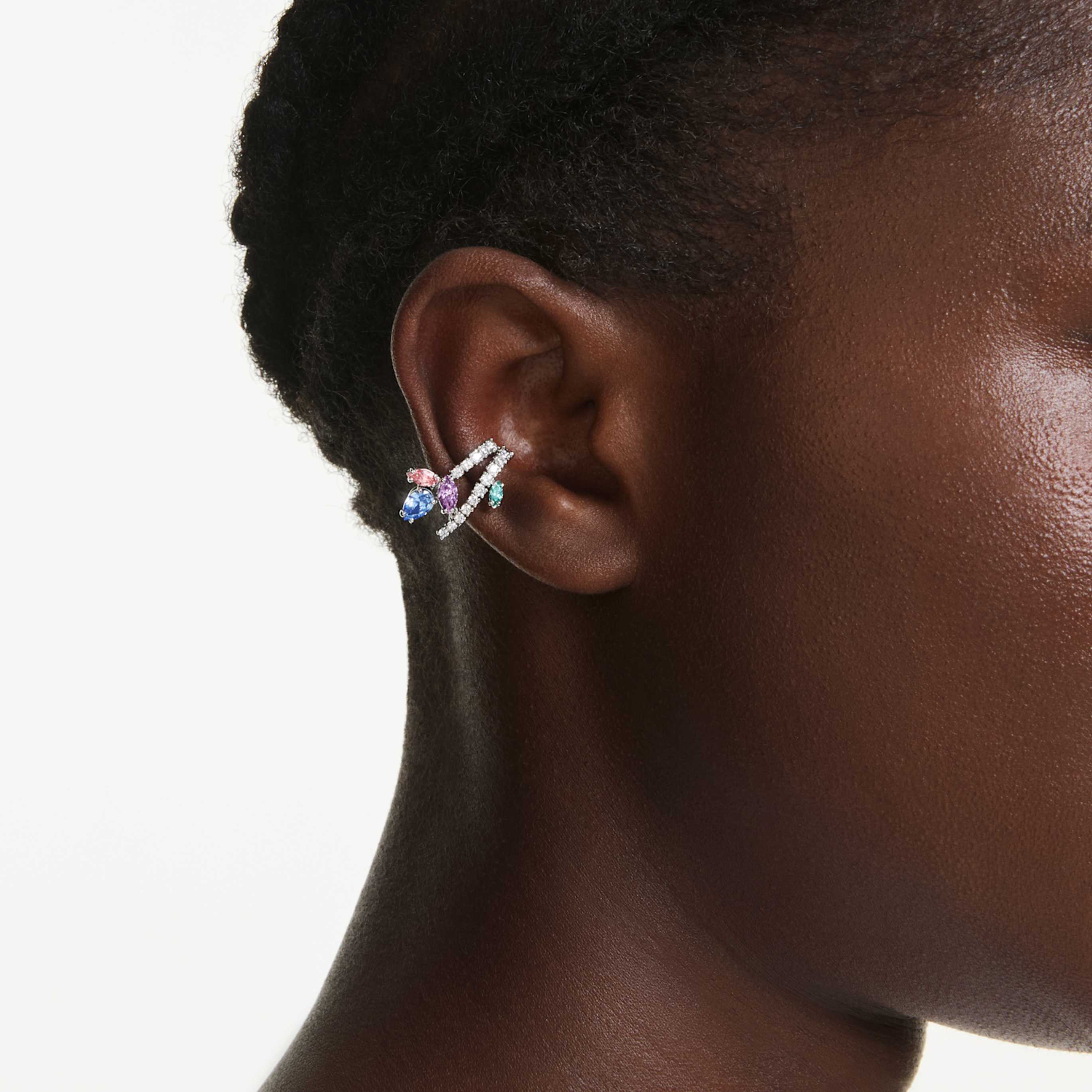 Ariana Grande x Swarovski ear cuffs Mixed cuts, Multicolored, Rhodium plated