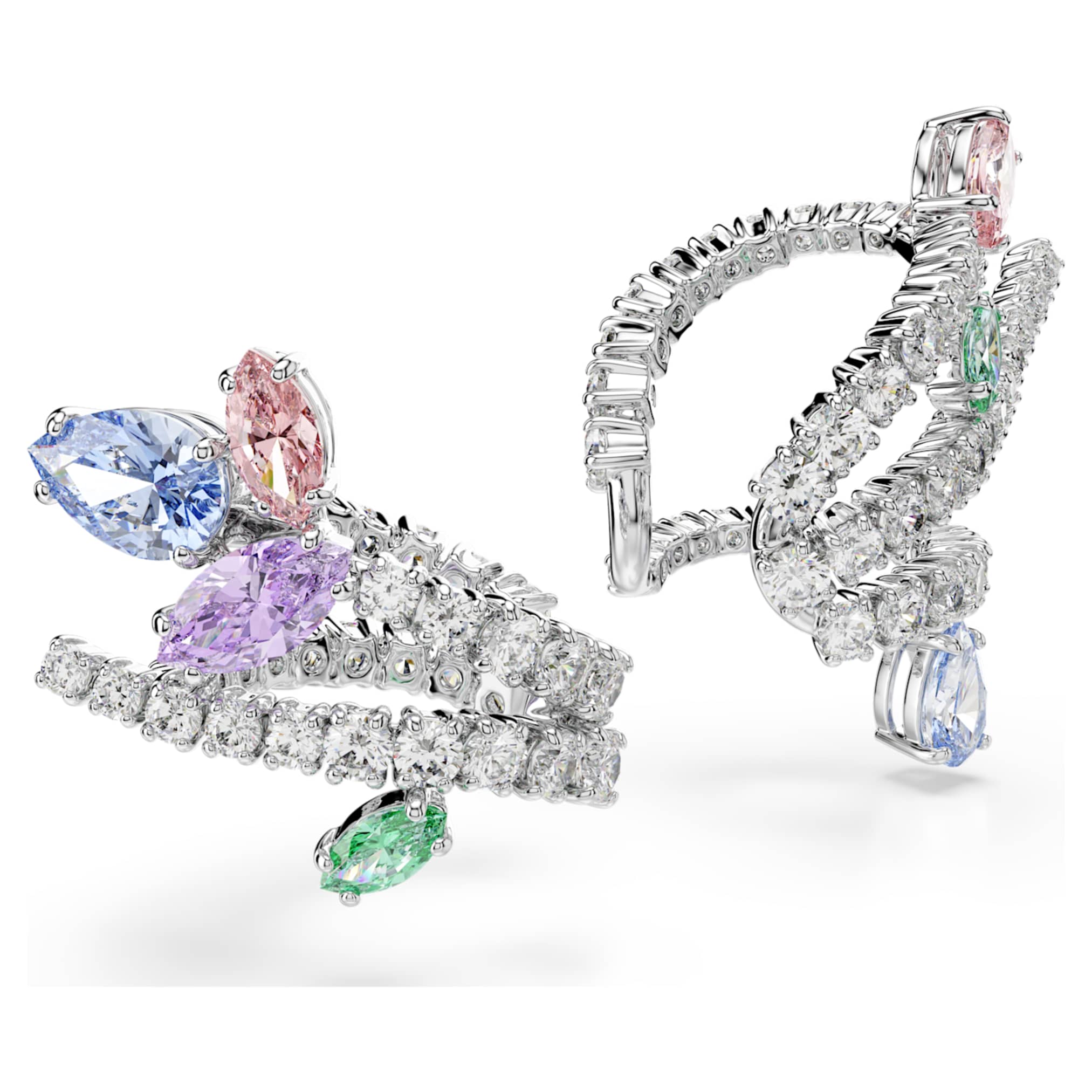 Ariana Grande x Swarovski ear cuffs Mixed cuts, Multicolored, Rhodium plated