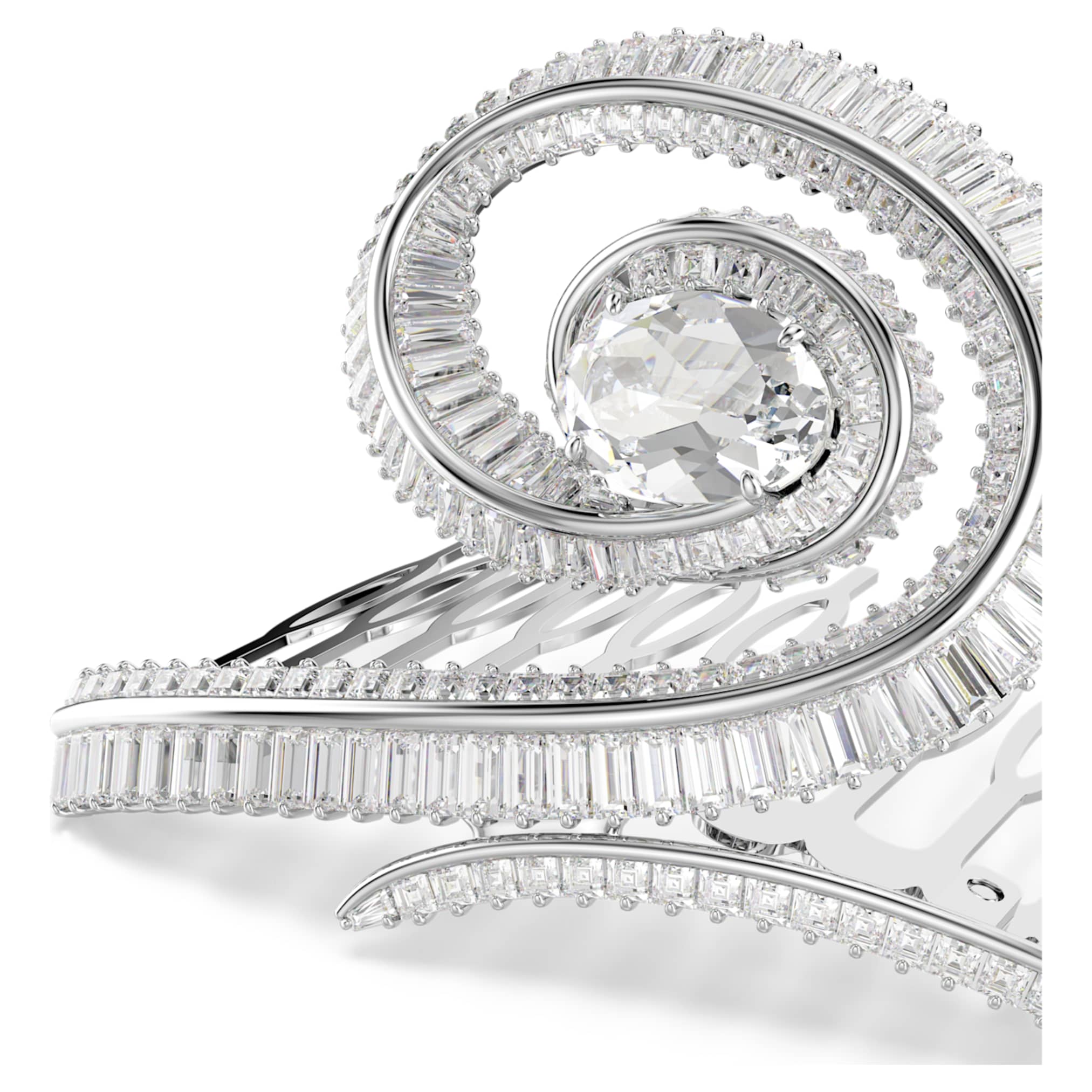 Ariana Grande x Swarovski hair clip Baguette cut, White, Rhodium plated
