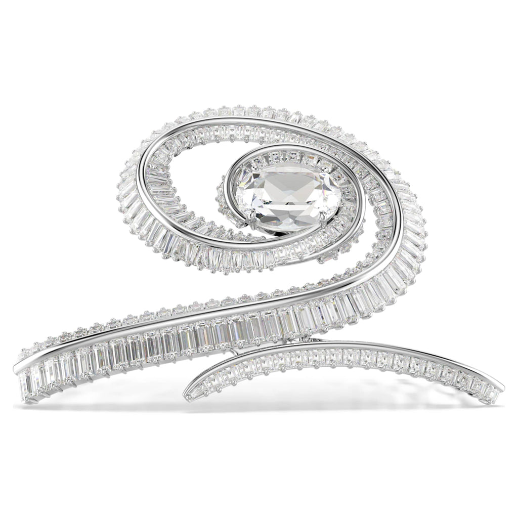 Ariana Grande x Swarovski hair clip Baguette cut, White, Rhodium plated