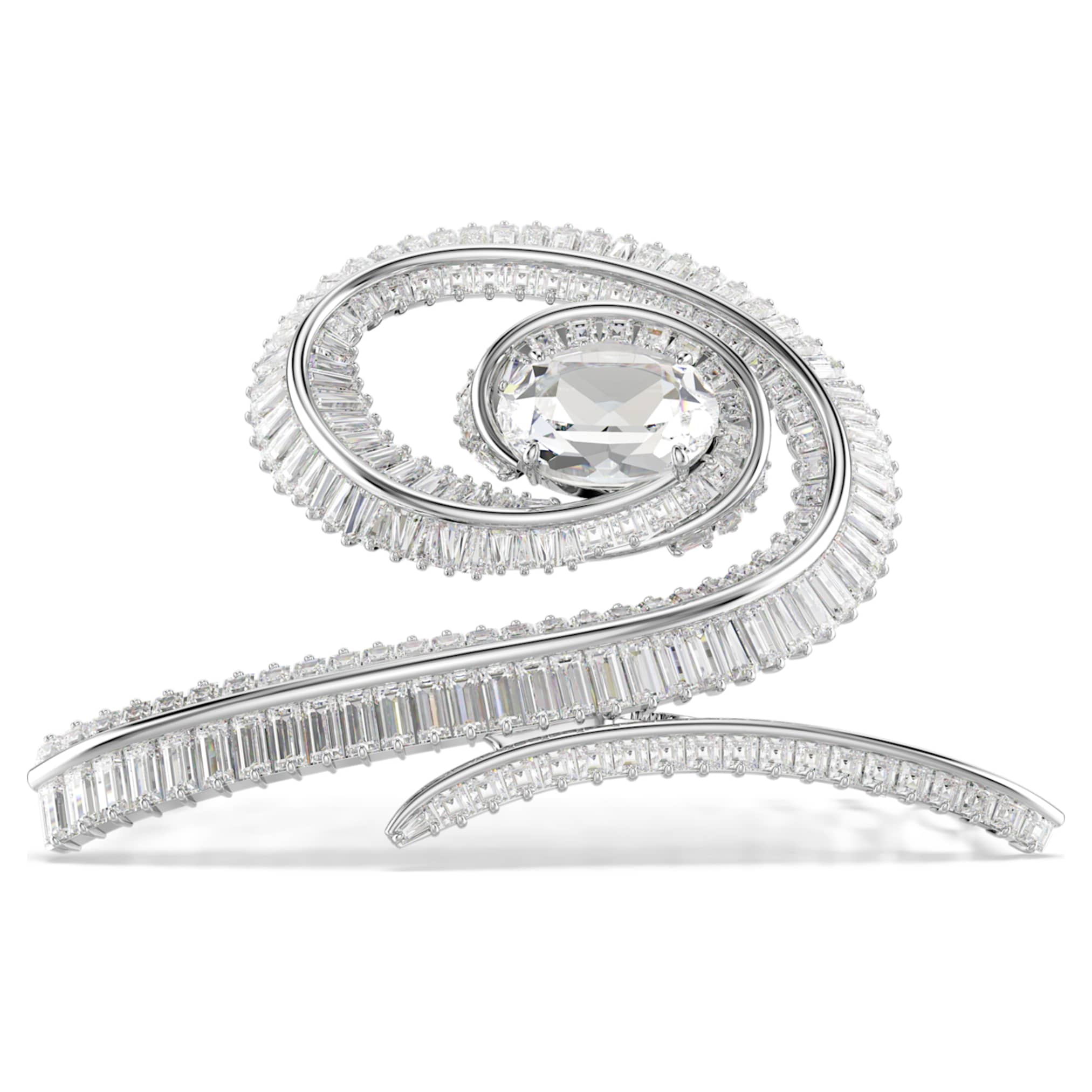 Ariana Grande x Swarovski hair clip Baguette cut, White, Rhodium plated