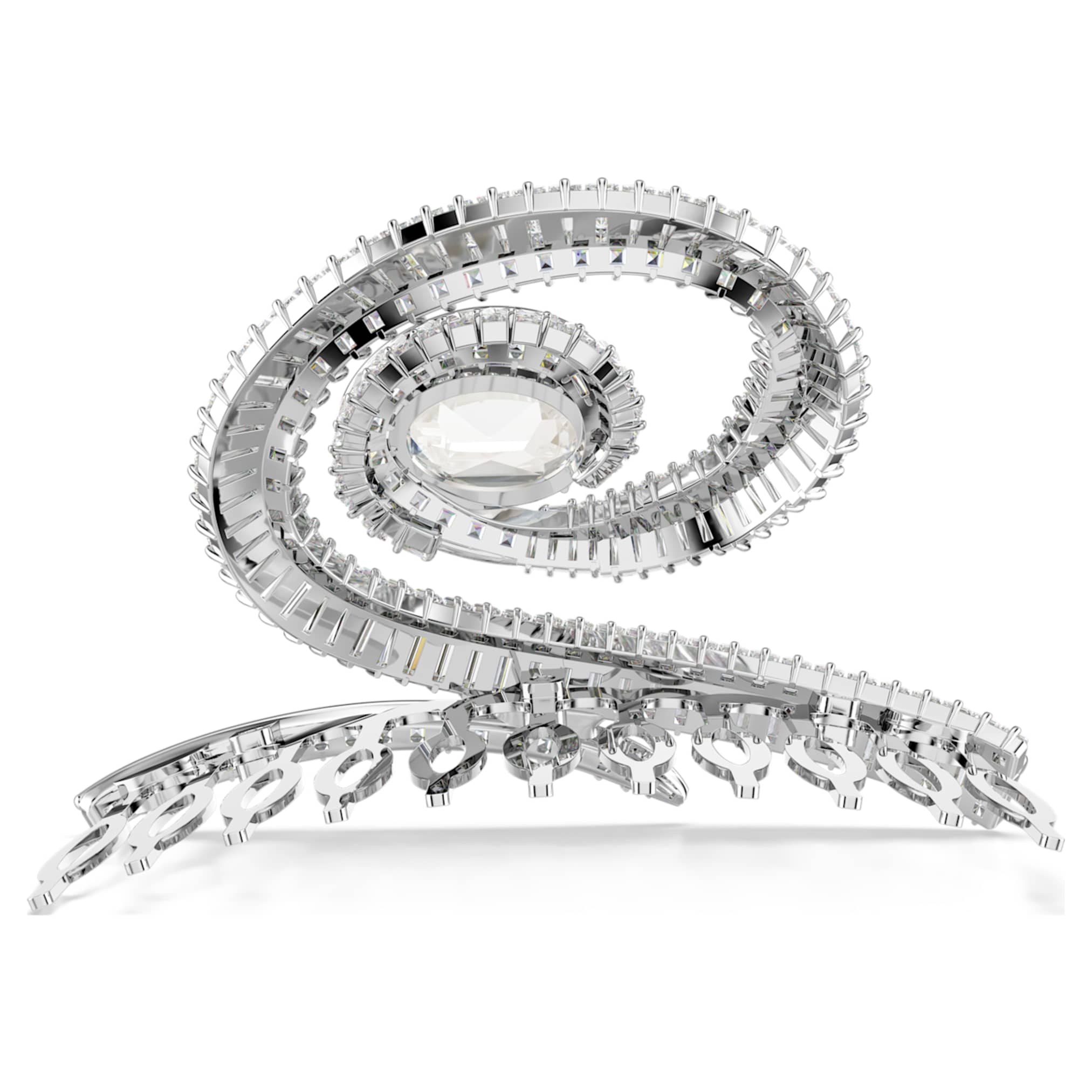 Ariana Grande x Swarovski hair clip Baguette cut, White, Rhodium plated