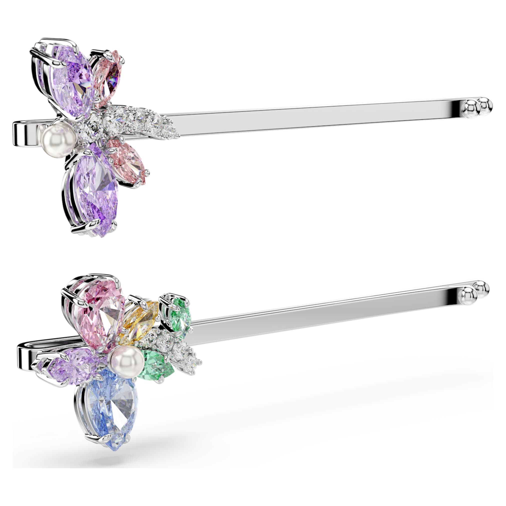 Ariana Grande x Swarovski hair pin Mixed cuts, Dragonfly, Flower, Multicolored, Rhodium plated