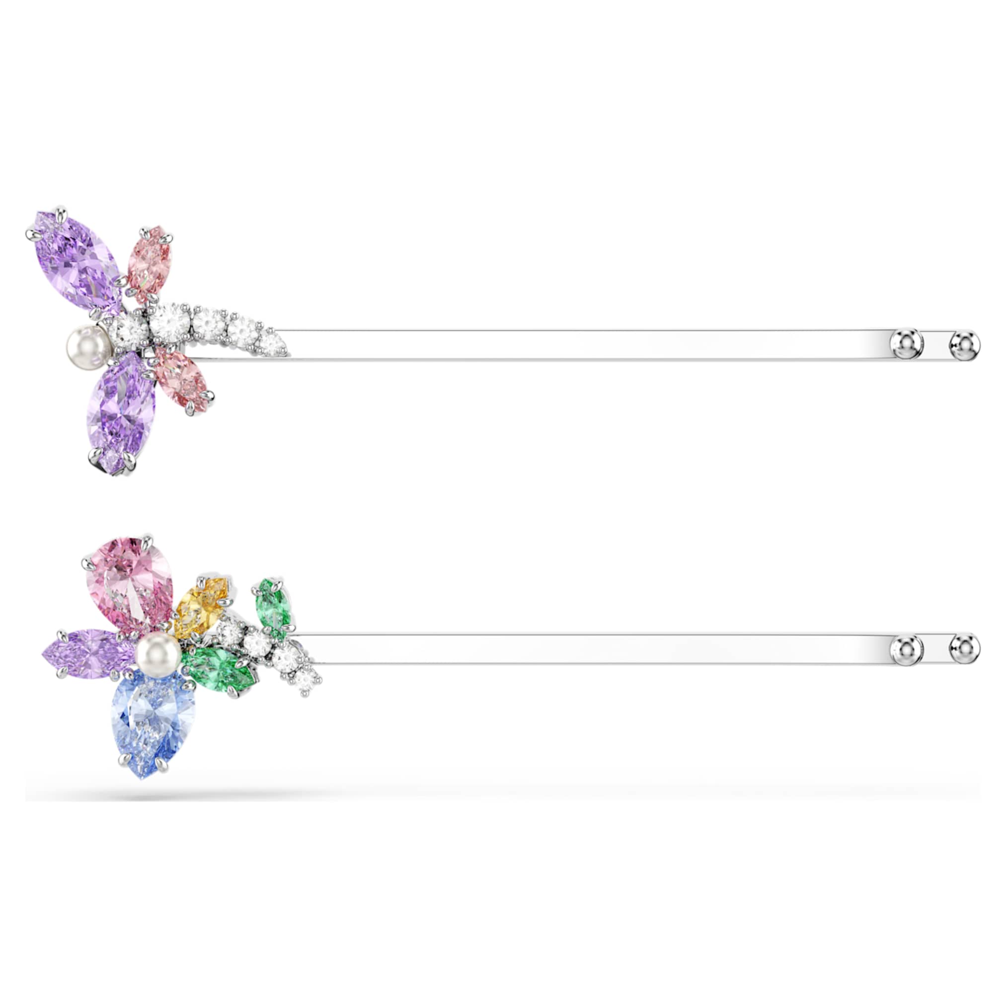 Ariana Grande x Swarovski hair pin Mixed cuts, Dragonfly, Flower, Multicolored, Rhodium plated