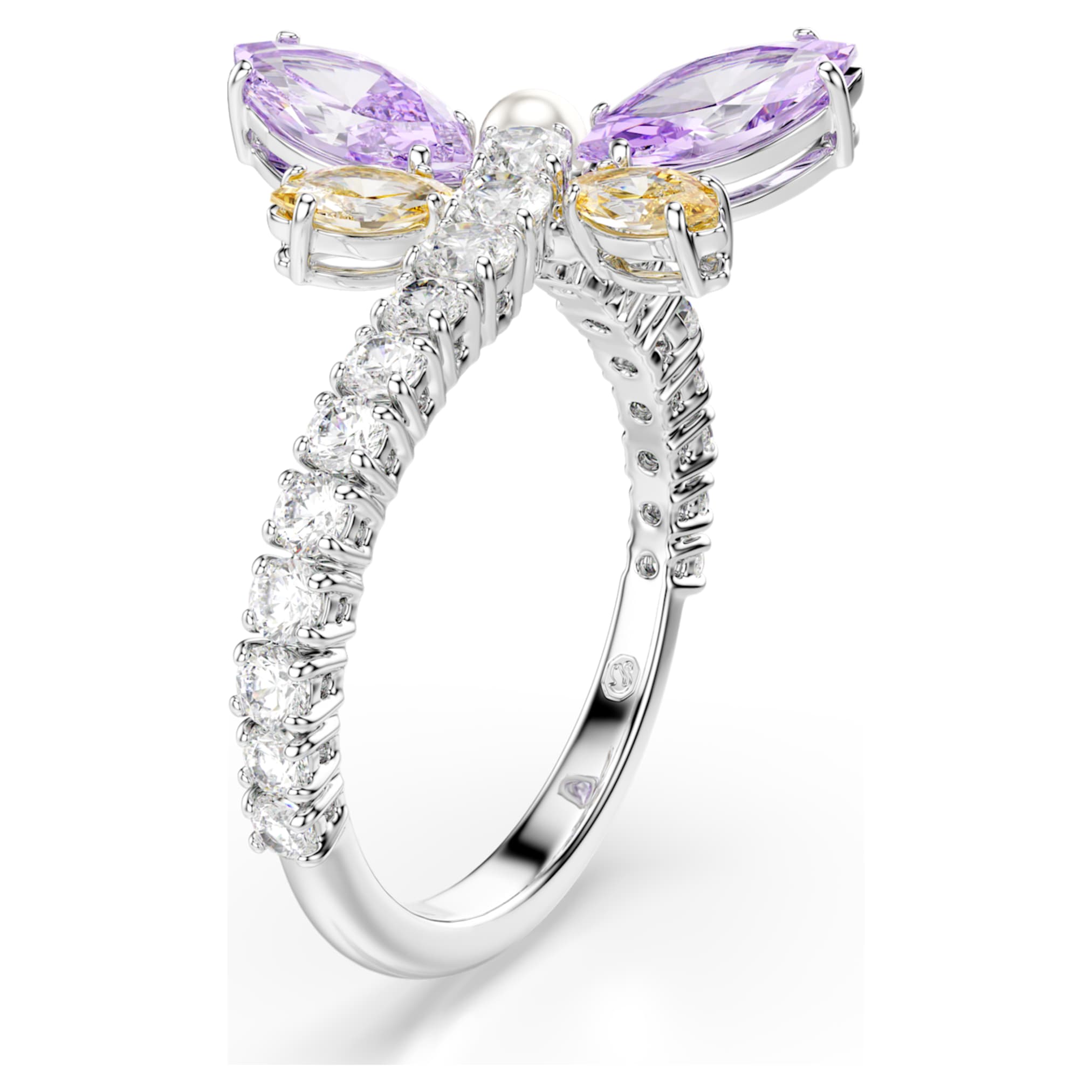 Ariana Grande x Swarovski motif ring Mixed cuts, Dragonfly, Multicolored, Rhodium plated