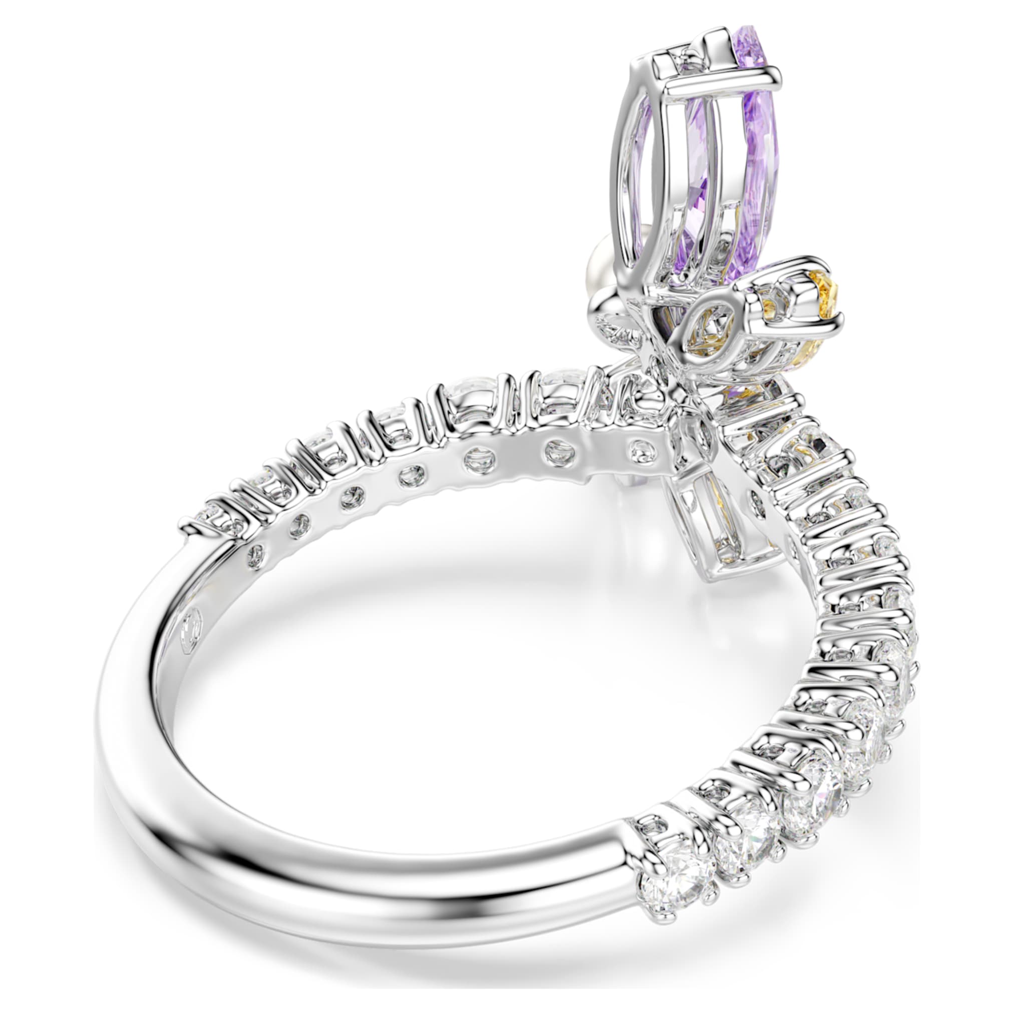 Ariana Grande x Swarovski motif ring Mixed cuts, Dragonfly, Multicolored, Rhodium plated