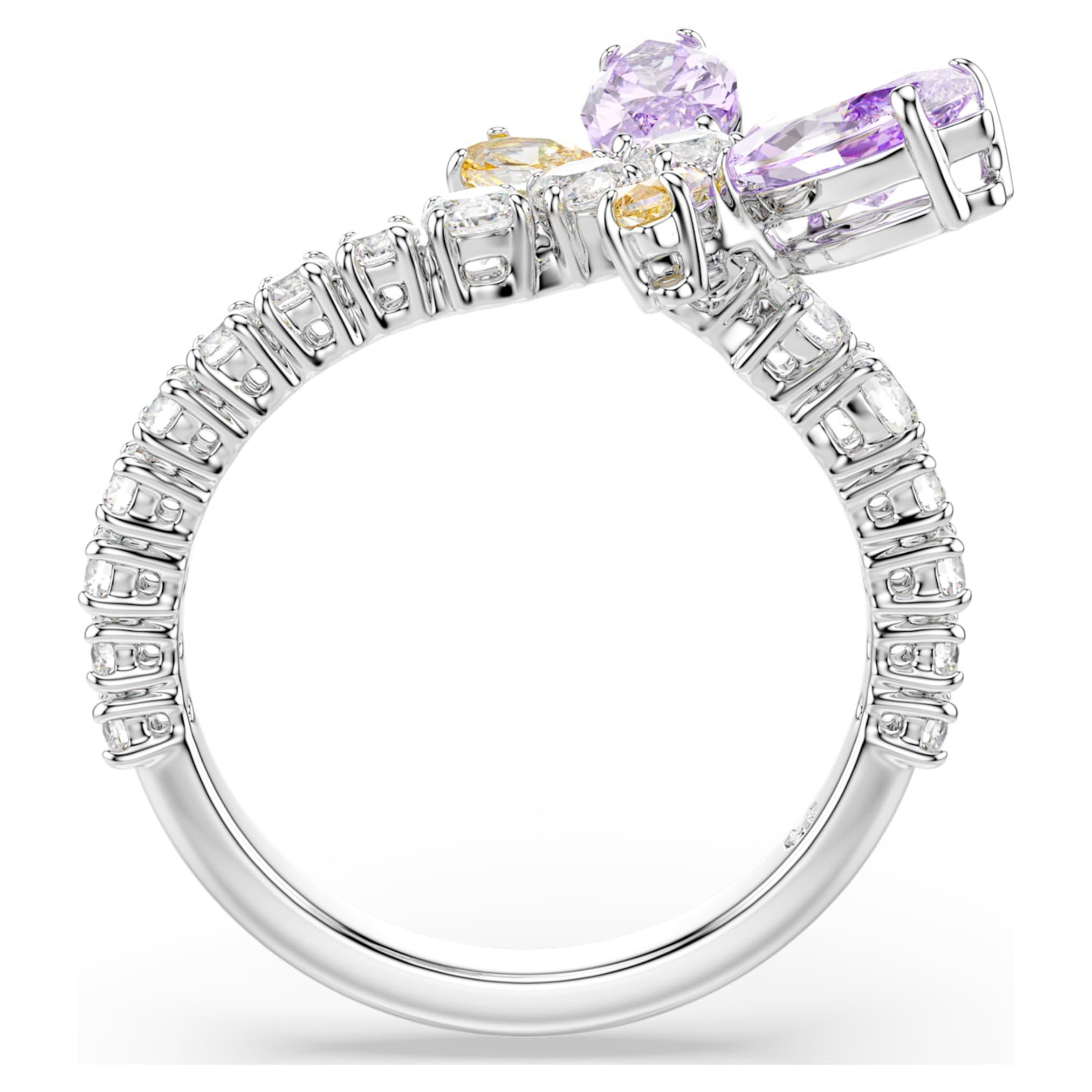 Ariana Grande x Swarovski motif ring Mixed cuts, Dragonfly, Multicolored, Rhodium plated