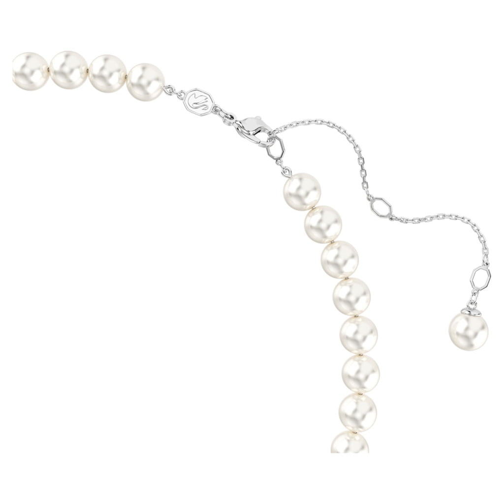 Ariana Grande x Swarovski necklace Crystal pearl, Heart cut, Heart, White, Rhodium plated