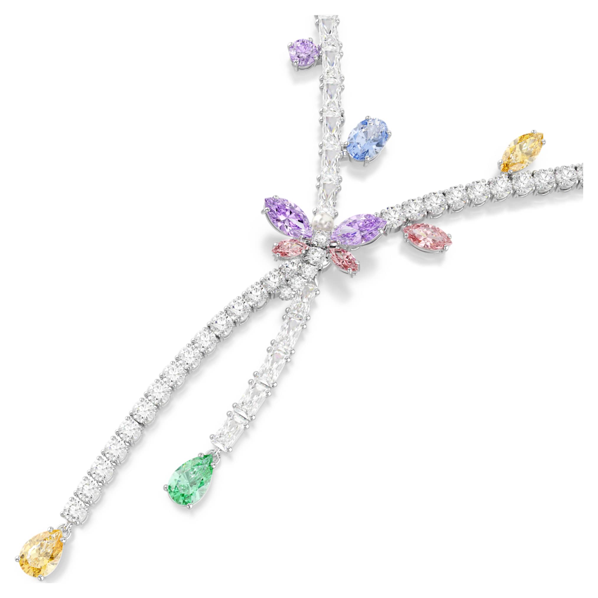 Ariana Grande x Swarovski necklace Mixed cuts, Dragonfly, Multicolored, Rhodium plated
