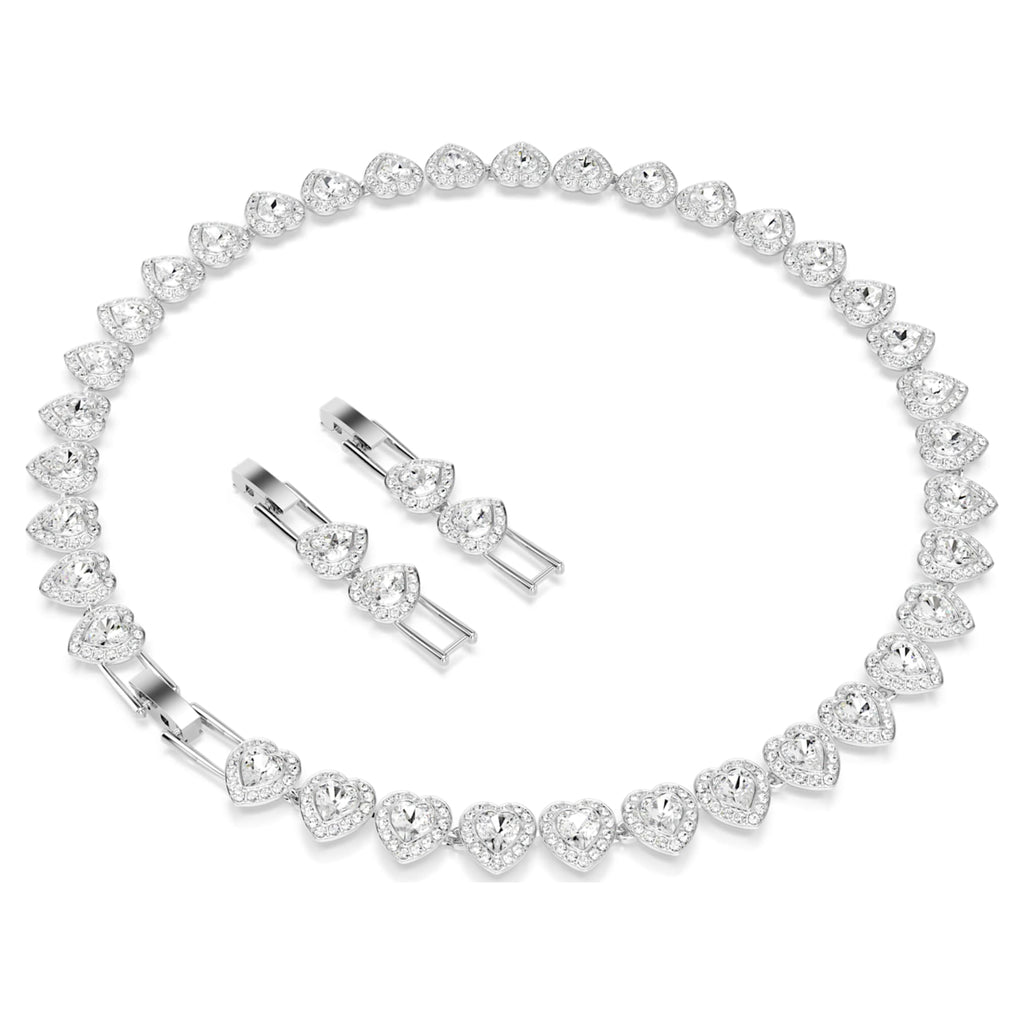 Ariana Grande x Swarovski necklace Mixed cuts, Heart, White, Rhodium plated