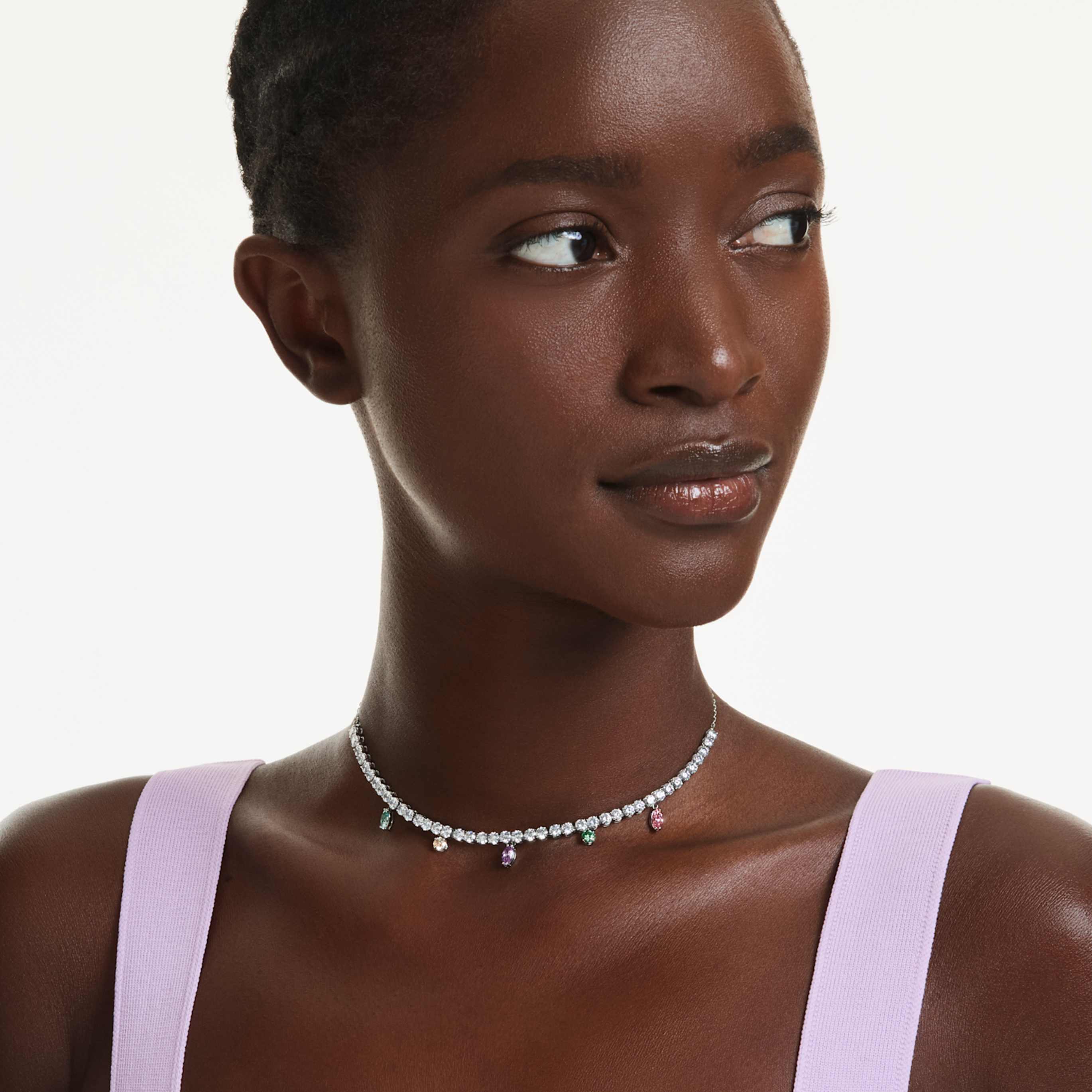 Ariana Grande x Swarovski necklace Mixed cuts, Multicolored, Rhodium plated