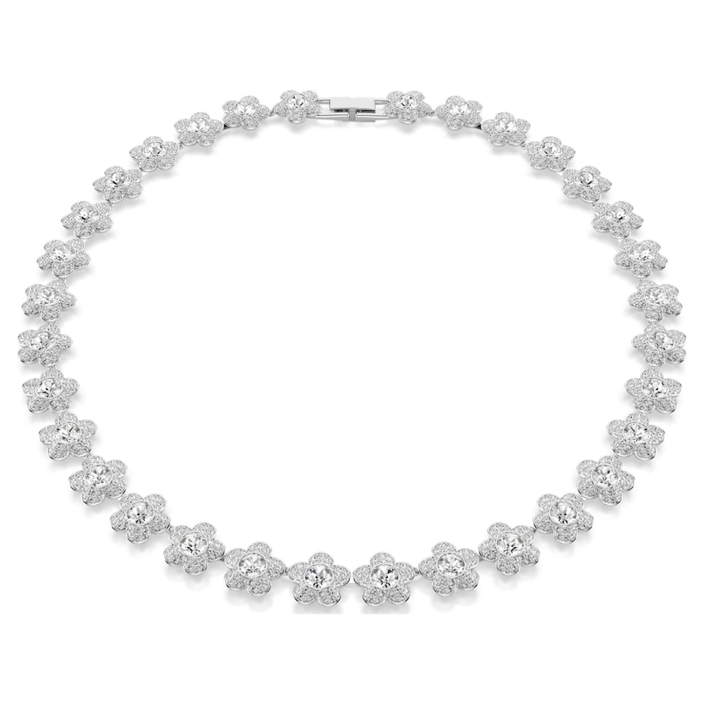 Ariana Grande x Swarovski necklace Round cut, Flower, White, Rhodium plated
