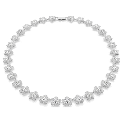 Ariana Grande x Swarovski necklace Round cut, Flower, White, Rhodium plated
