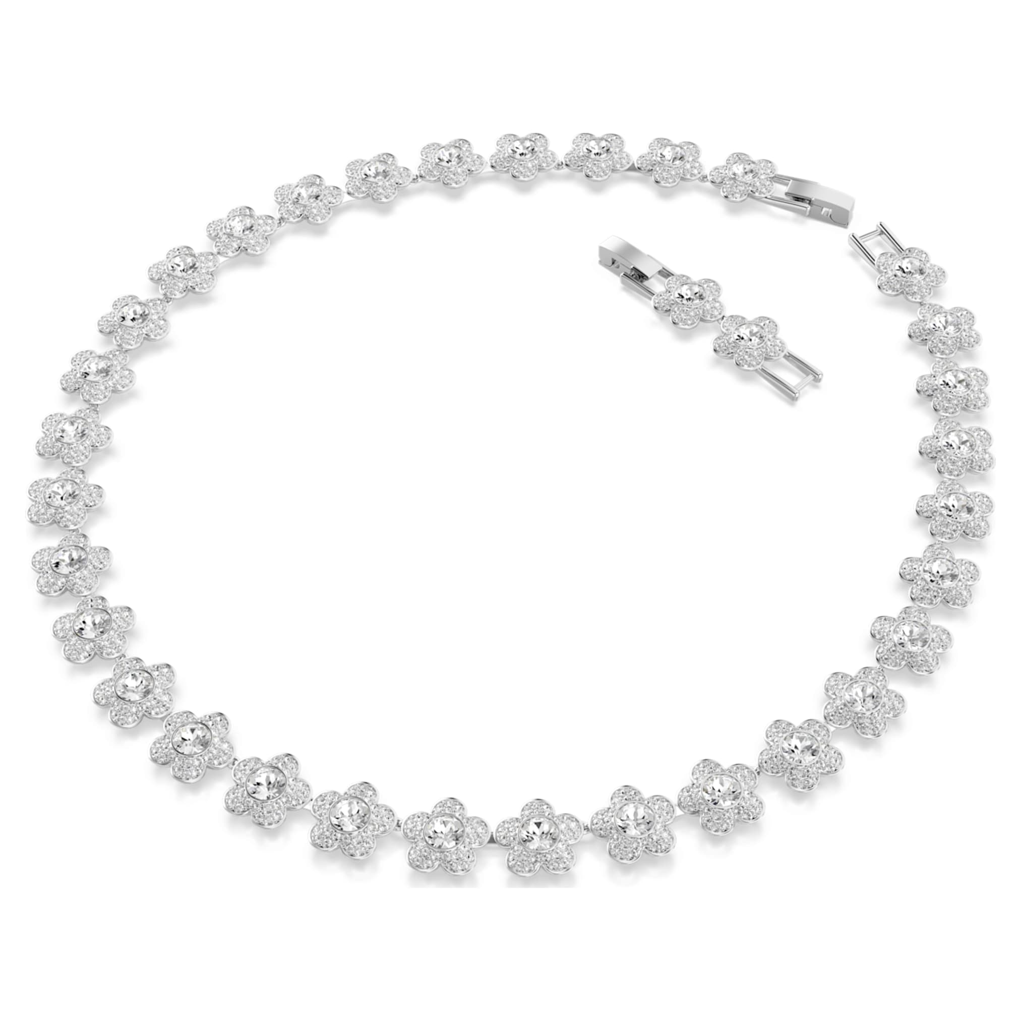 Ariana Grande x Swarovski necklace Round cut, Flower, White, Rhodium plated