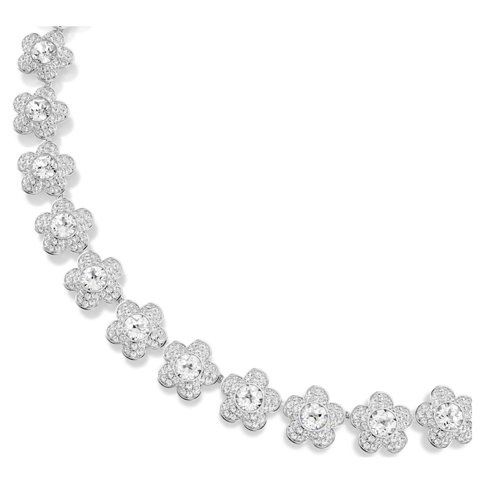 Ariana Grande x Swarovski necklace Round cut, Flower, White, Rhodium plated