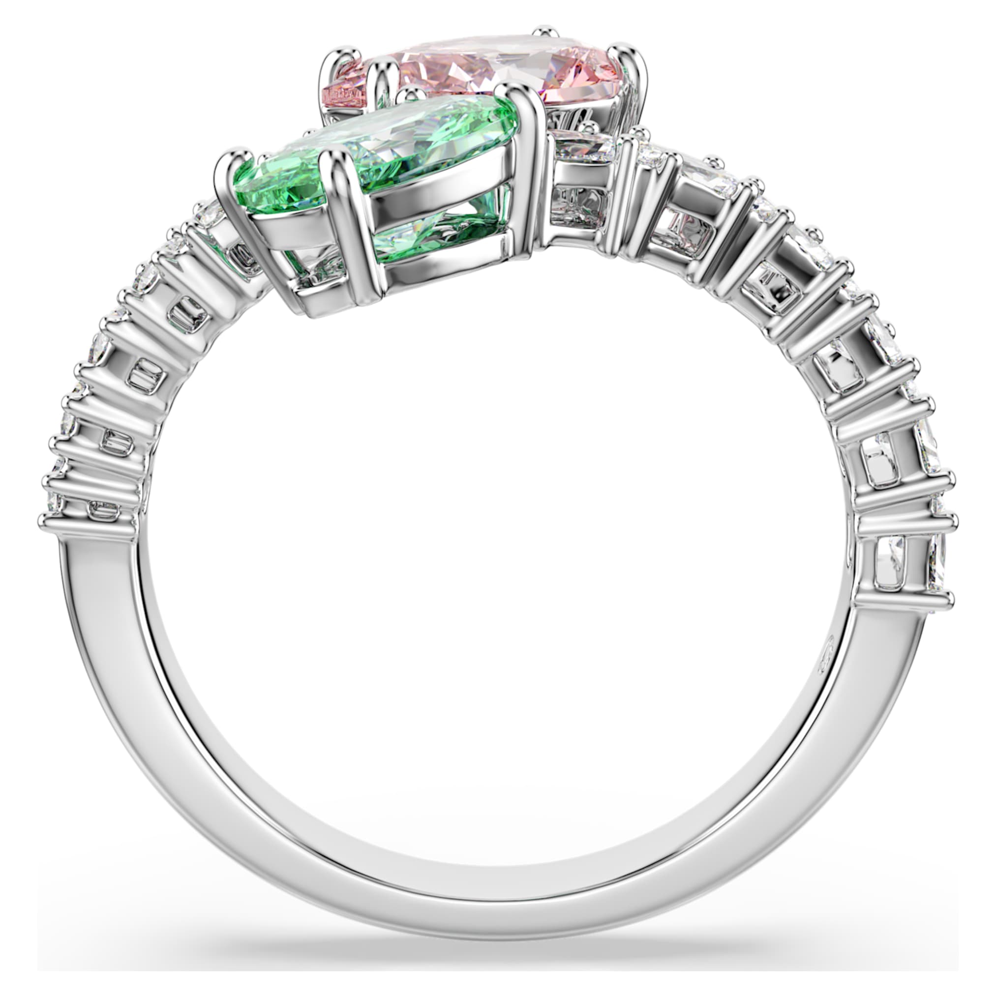 Ariana Grande x Swarovski open ring Mixed cuts, Multicolored, Rhodium plated