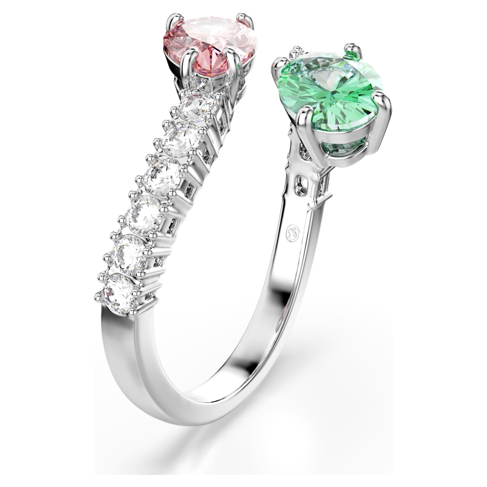 Ariana Grande x Swarovski open ring Mixed cuts, Multicolored, Rhodium plated