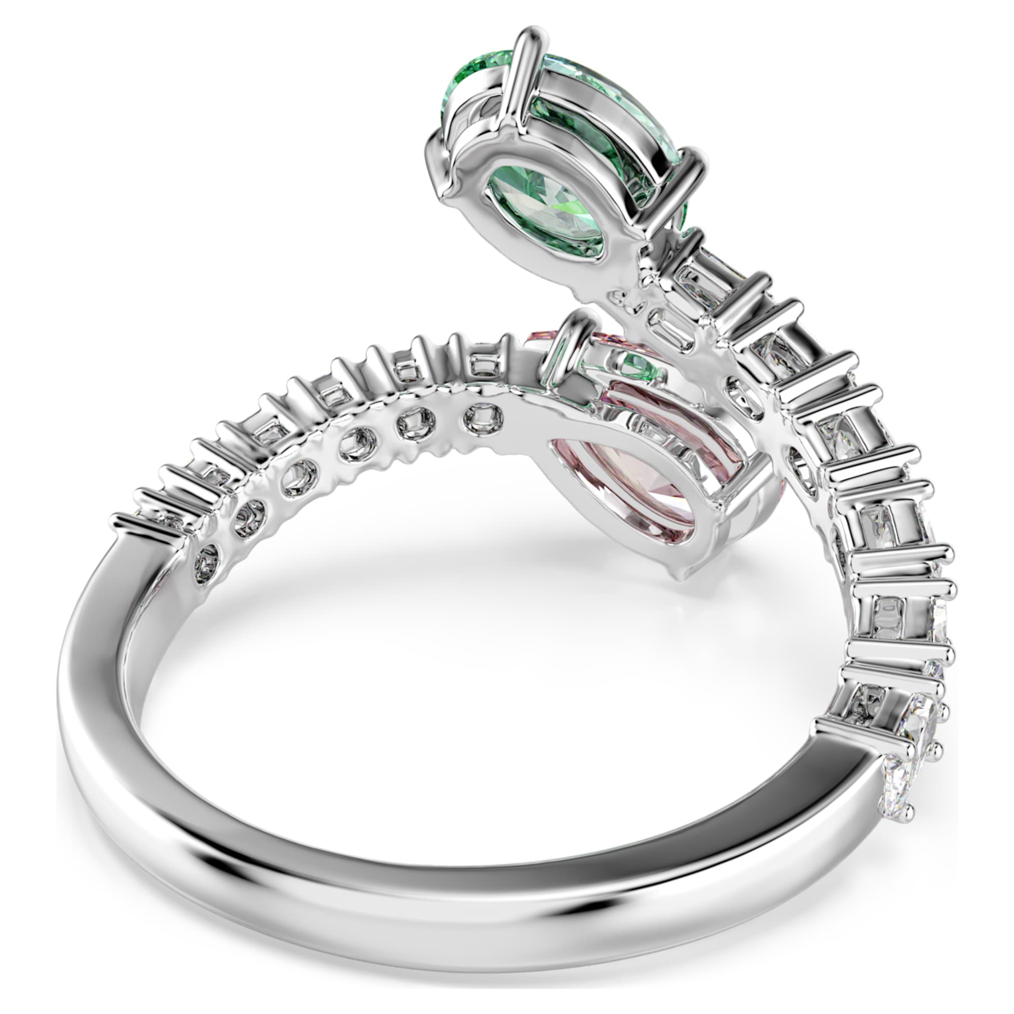 Ariana Grande x Swarovski open ring Mixed cuts, Multicolored, Rhodium plated