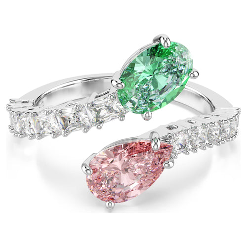 Ariana Grande x Swarovski open ring Mixed cuts, Multicolored, Rhodium plated