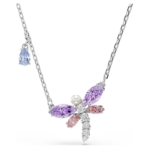 Ariana Grande x Swarovski pendant Mixed cuts, Dragonfly, Multicolored, Rhodium plated