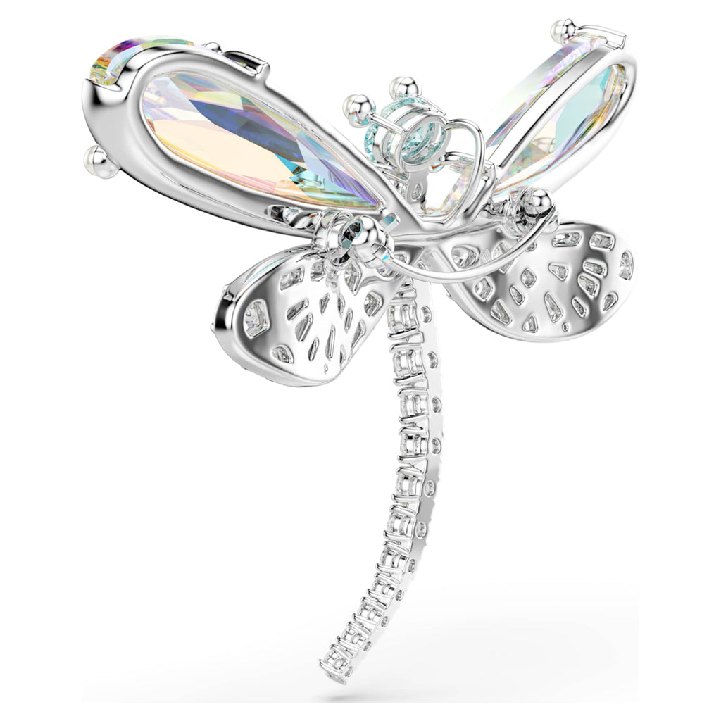 Ariana Grande x Swarovski pendant and brooch Crystal Pearl, Mixed cuts, Dragonfly, White, Rhodium plated