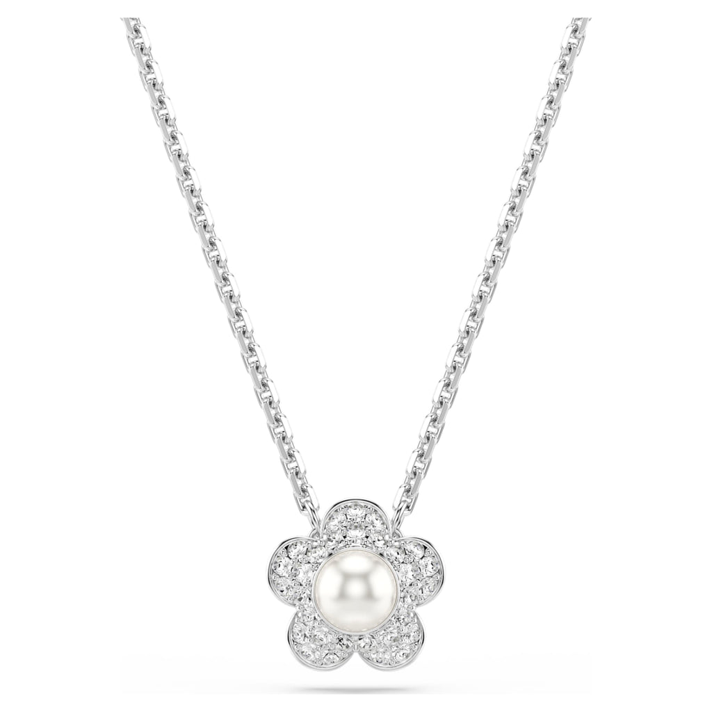 Ariana Grande x Swarovski set Crystal pearl, Round cut, Flower, White, Rhodium plated
