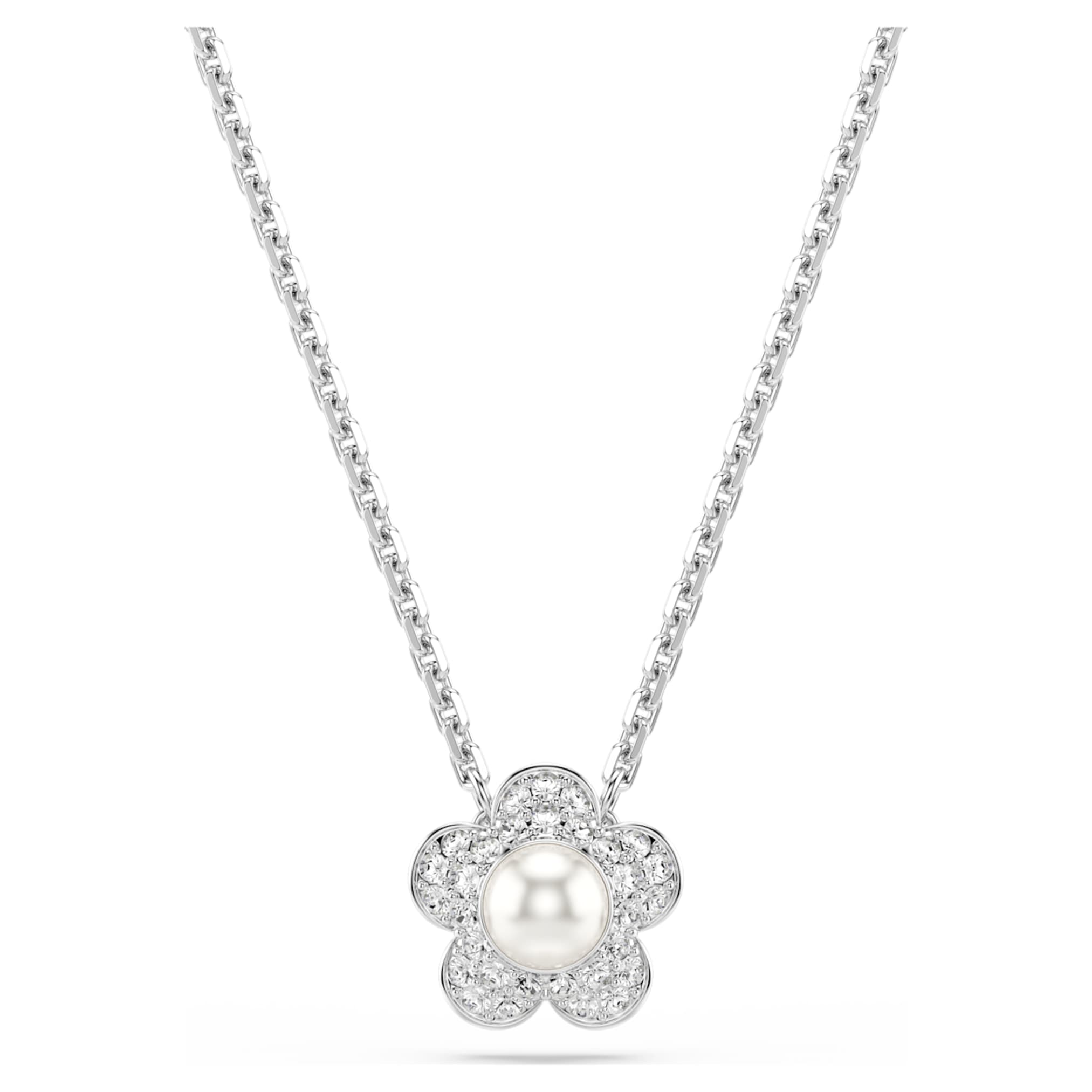 Ariana Grande x Swarovski set Crystal pearl, Round cut, Flower, White, Rhodium plated