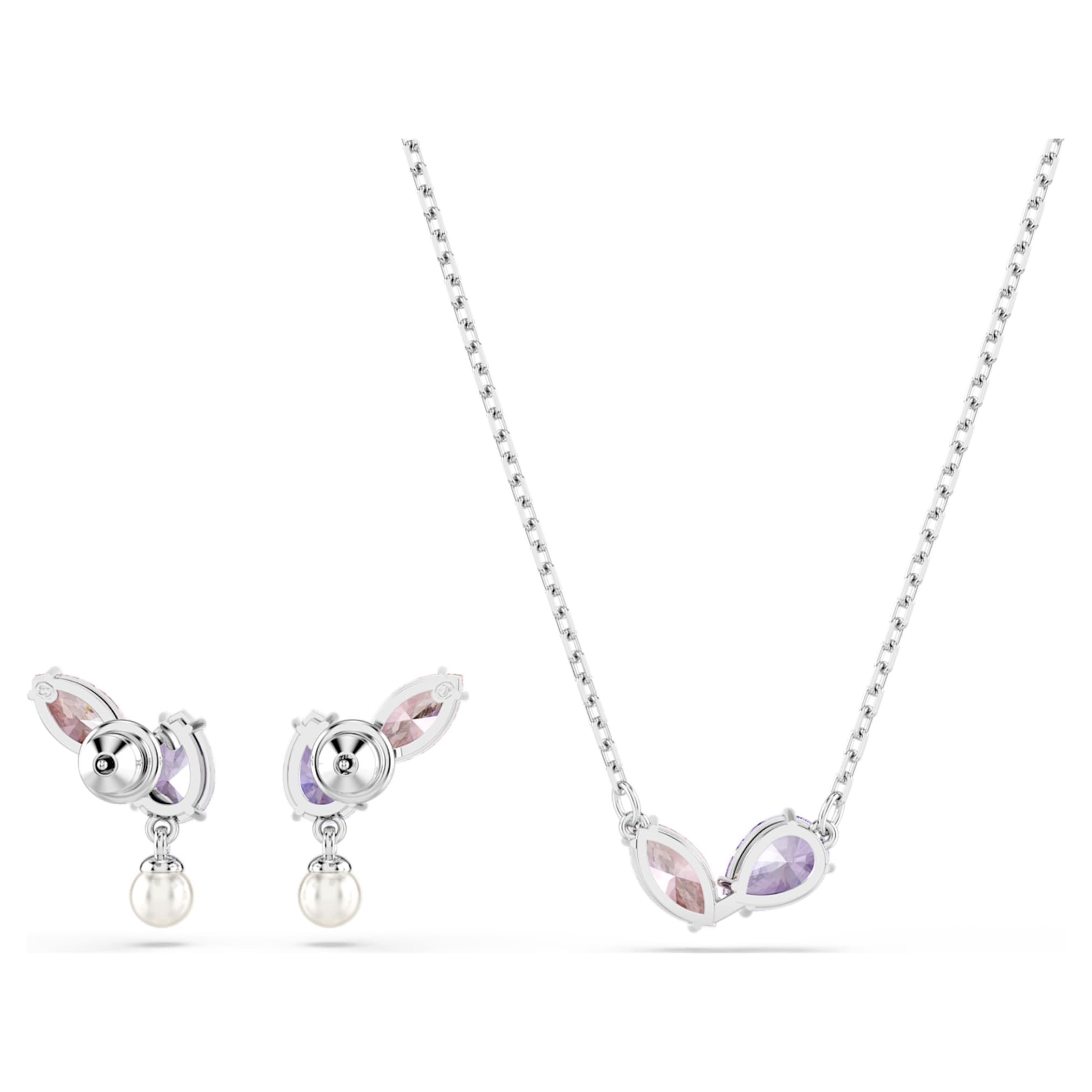 Ariana Grande x Swarovski set Mixed cuts, Multicolored, Rhodium plated