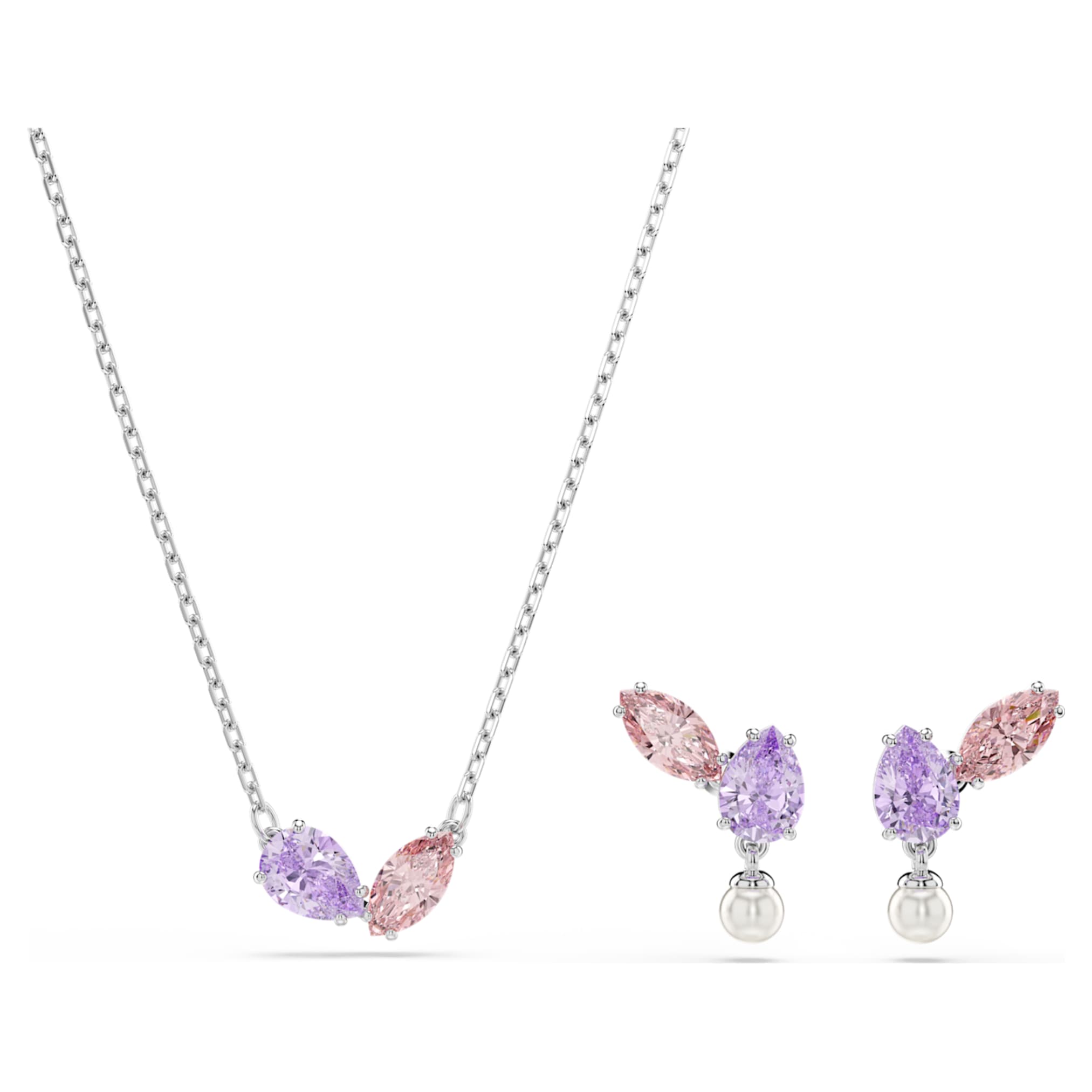 Ariana Grande x Swarovski set Mixed cuts, Multicolored, Rhodium plated