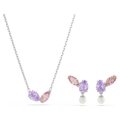 Ariana Grande x Swarovski set Mixed cuts, Multicolored, Rhodium plated