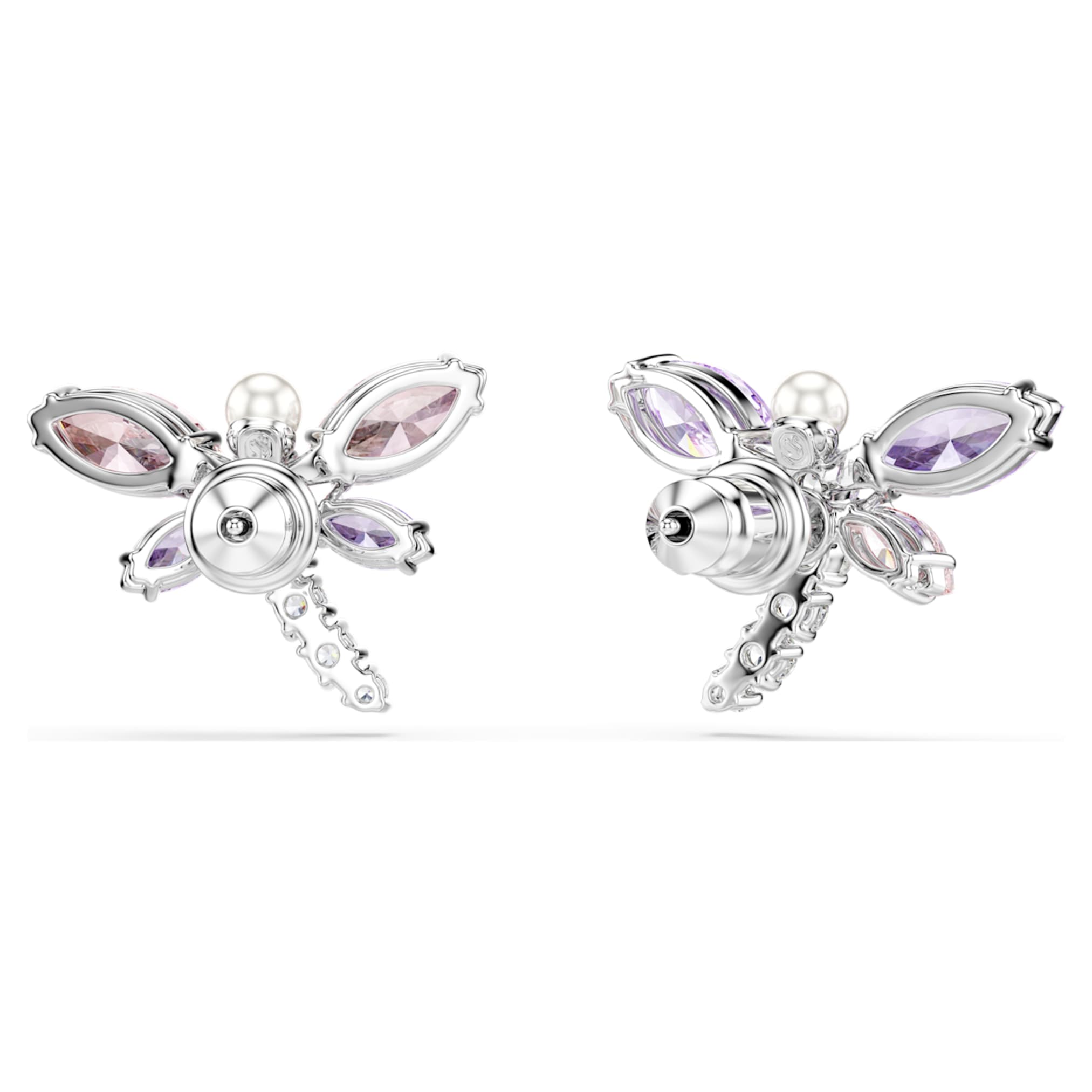 Ariana Grande x Swarovski stud earrings Mixed cuts, Dragonfly, Multicolored, Rhodium plated