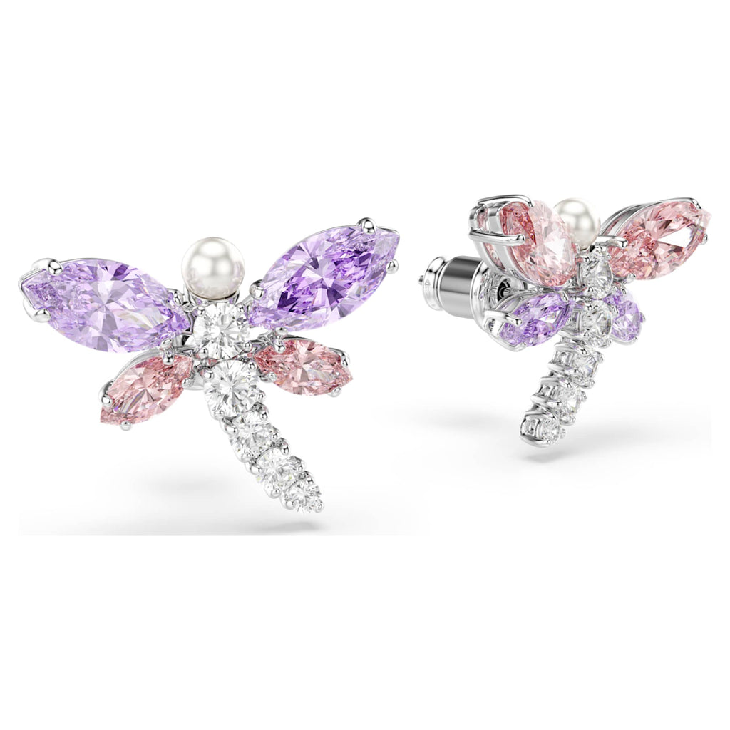 Ariana Grande x Swarovski stud earrings Mixed cuts, Dragonfly, Multicolored, Rhodium plated