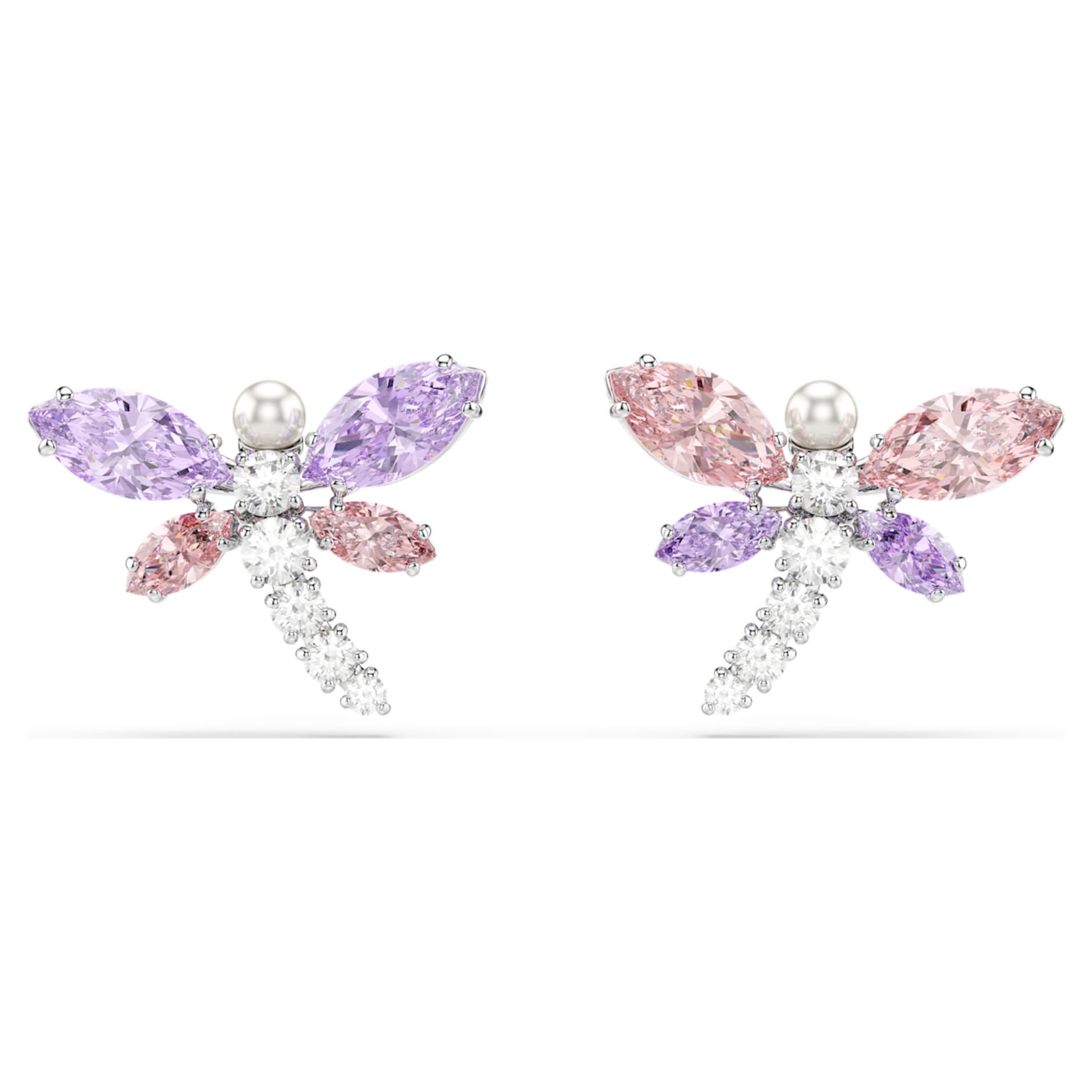 Ariana Grande x Swarovski stud earrings Mixed cuts, Dragonfly, Multicolored, Rhodium plated