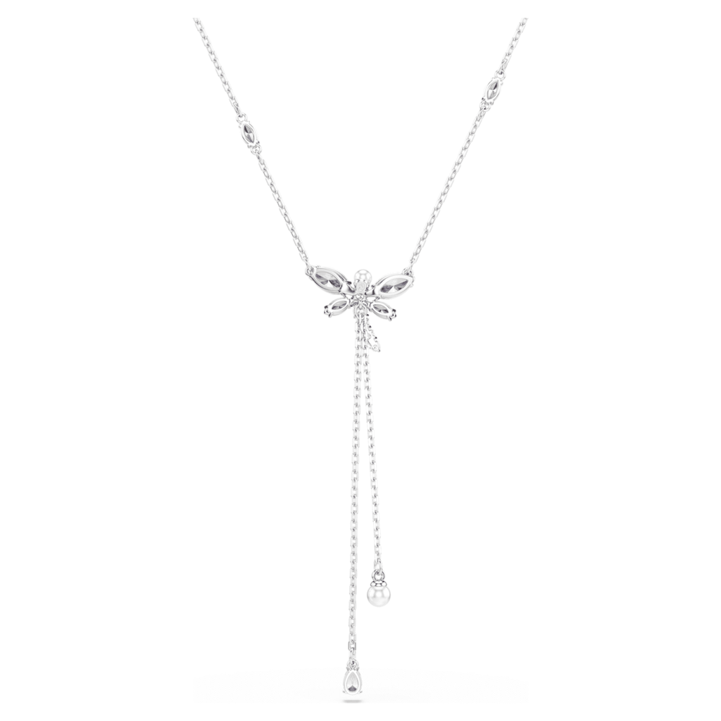 Ariana Grande x Swarovski Y necklace Mixed cuts, Dragonfly, Multicolored, Rhodium plated