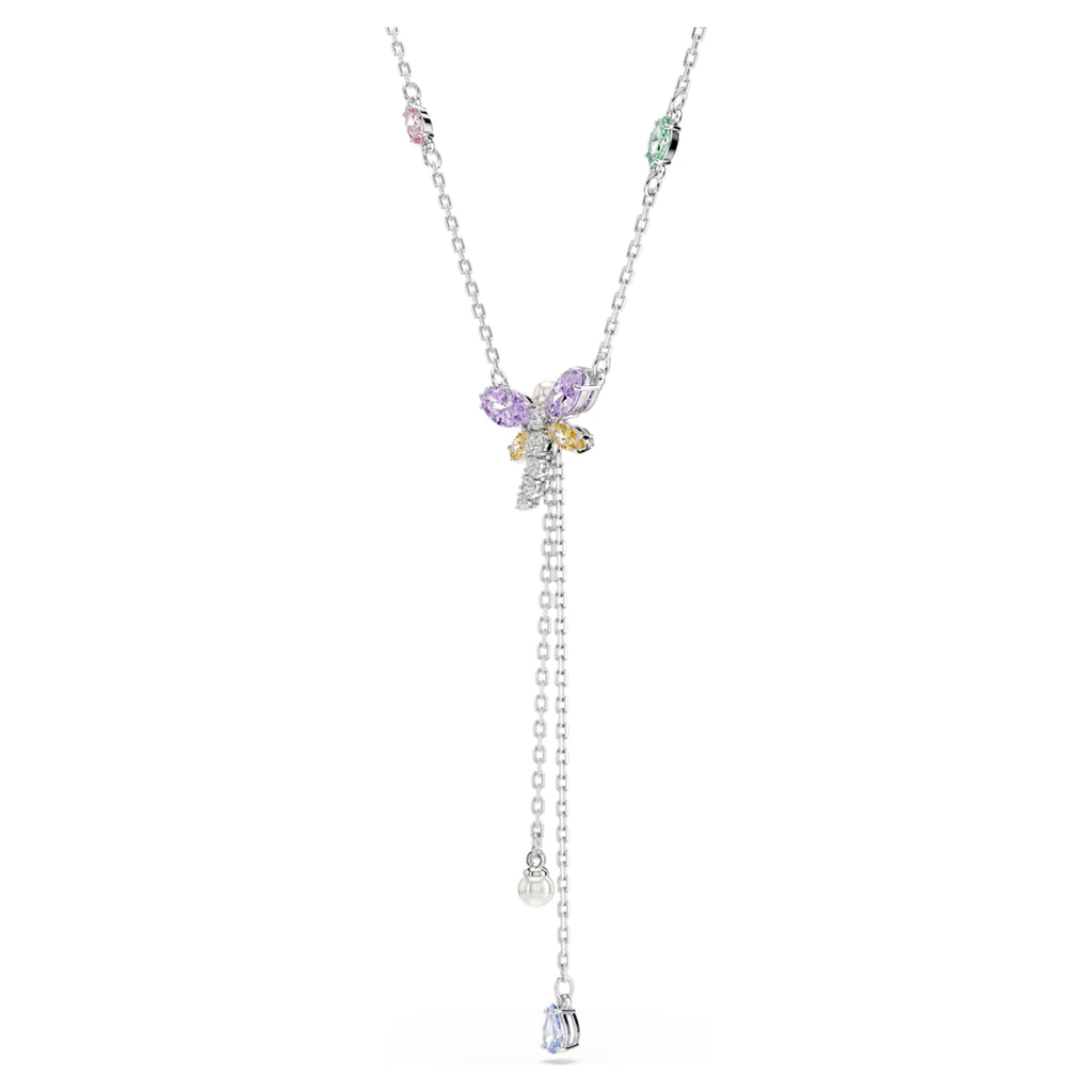 Ariana Grande x Swarovski Y necklace Mixed cuts, Dragonfly, Multicolored, Rhodium plated