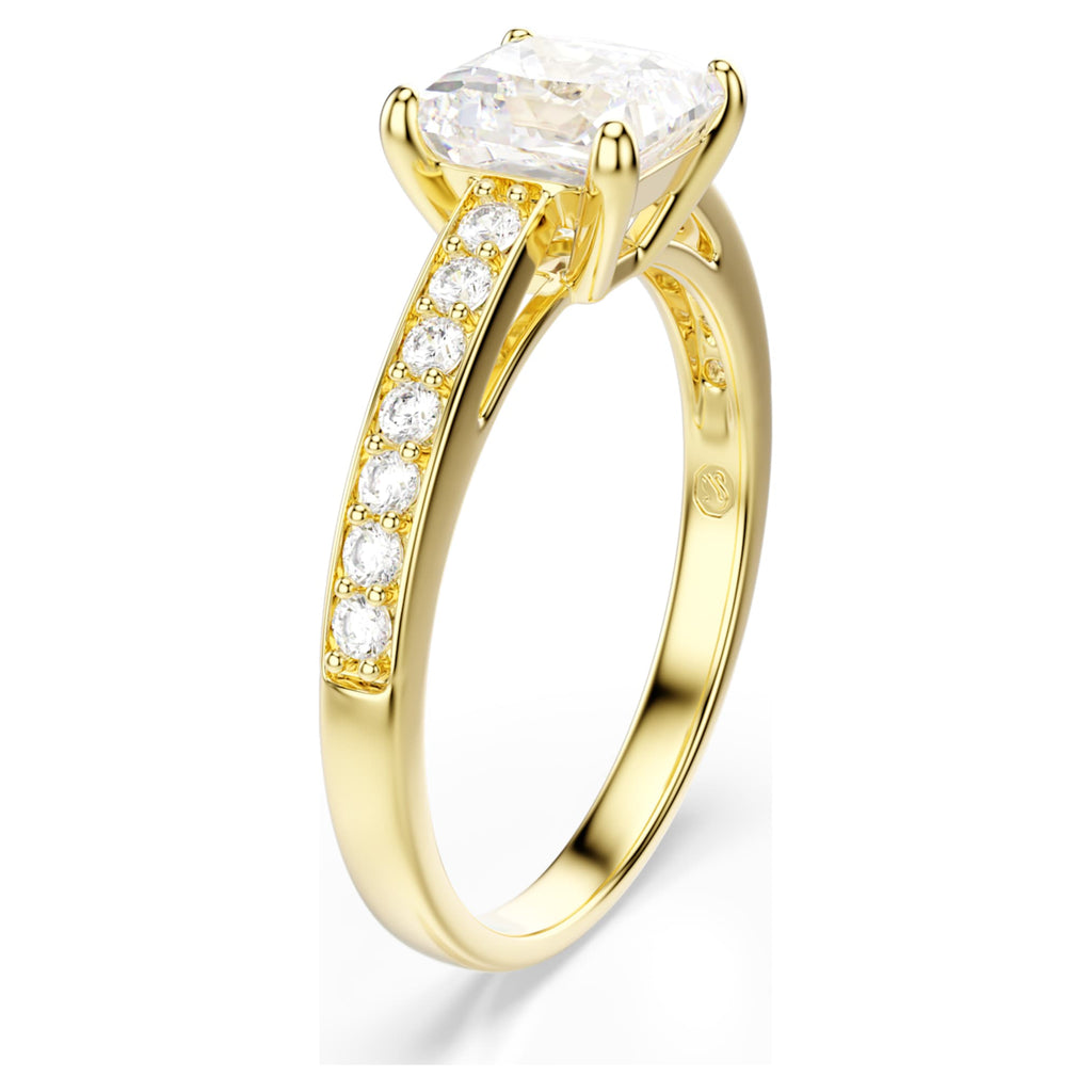 Swarovski Attract ring Square cut, Pavé, White, 18K gold finish