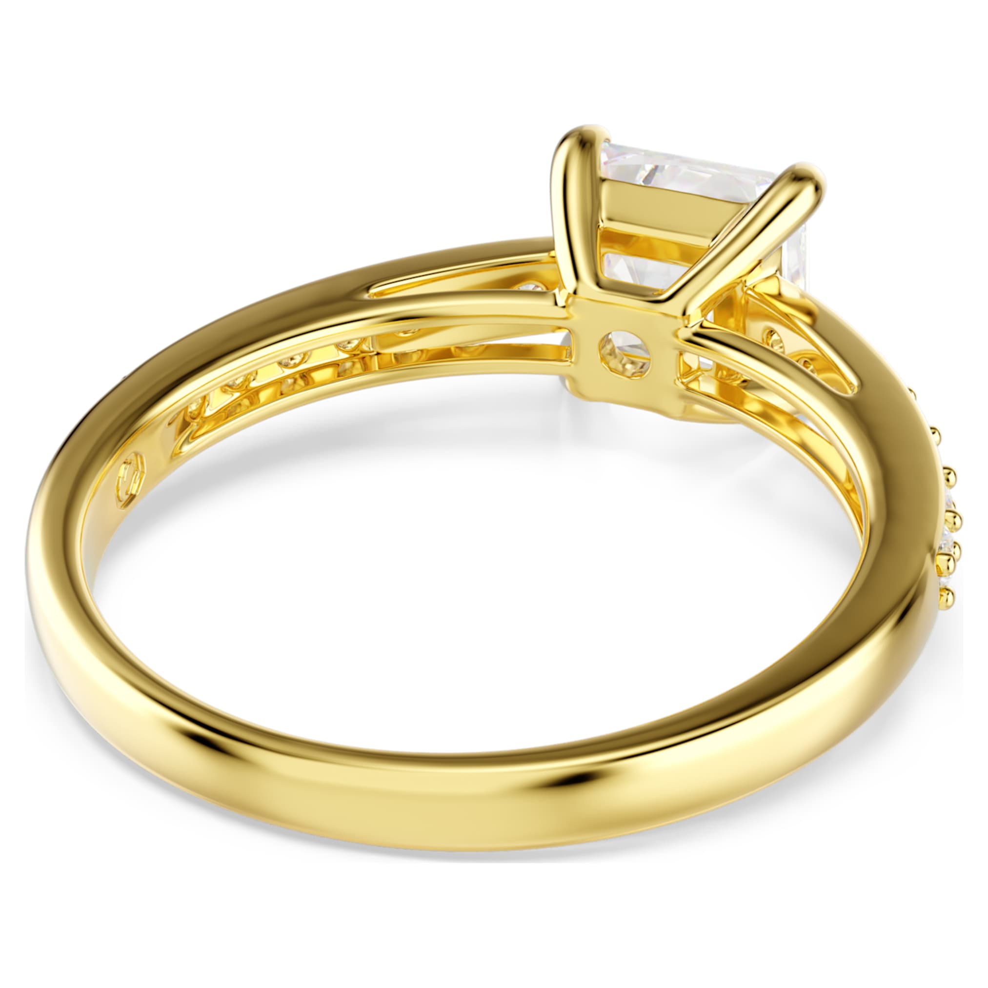 Swarovski Attract ring Square cut, Pavé, White, 18K gold finish