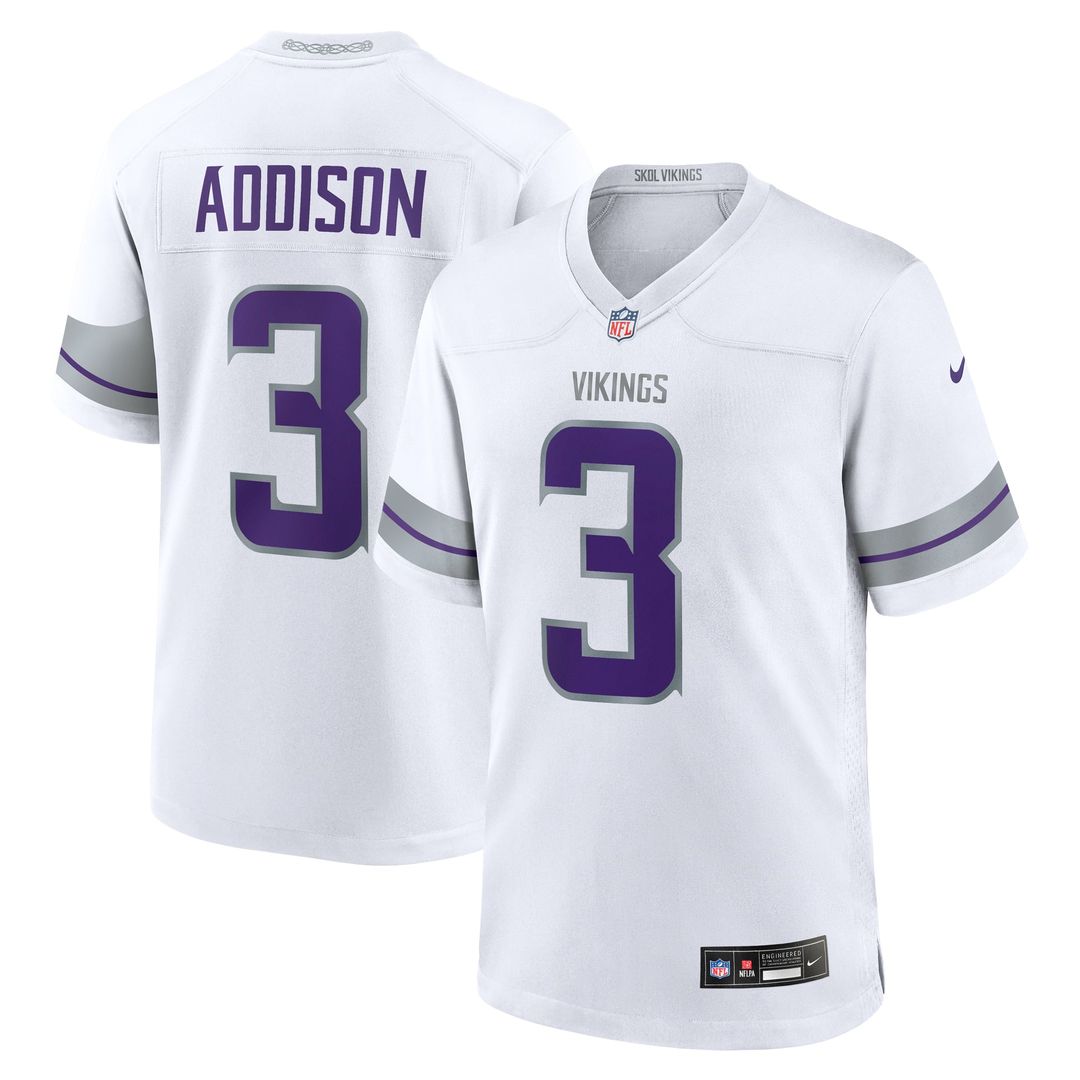 Jordan Addison Minnesota Vikings Nike White Alternate Game Player Jersey