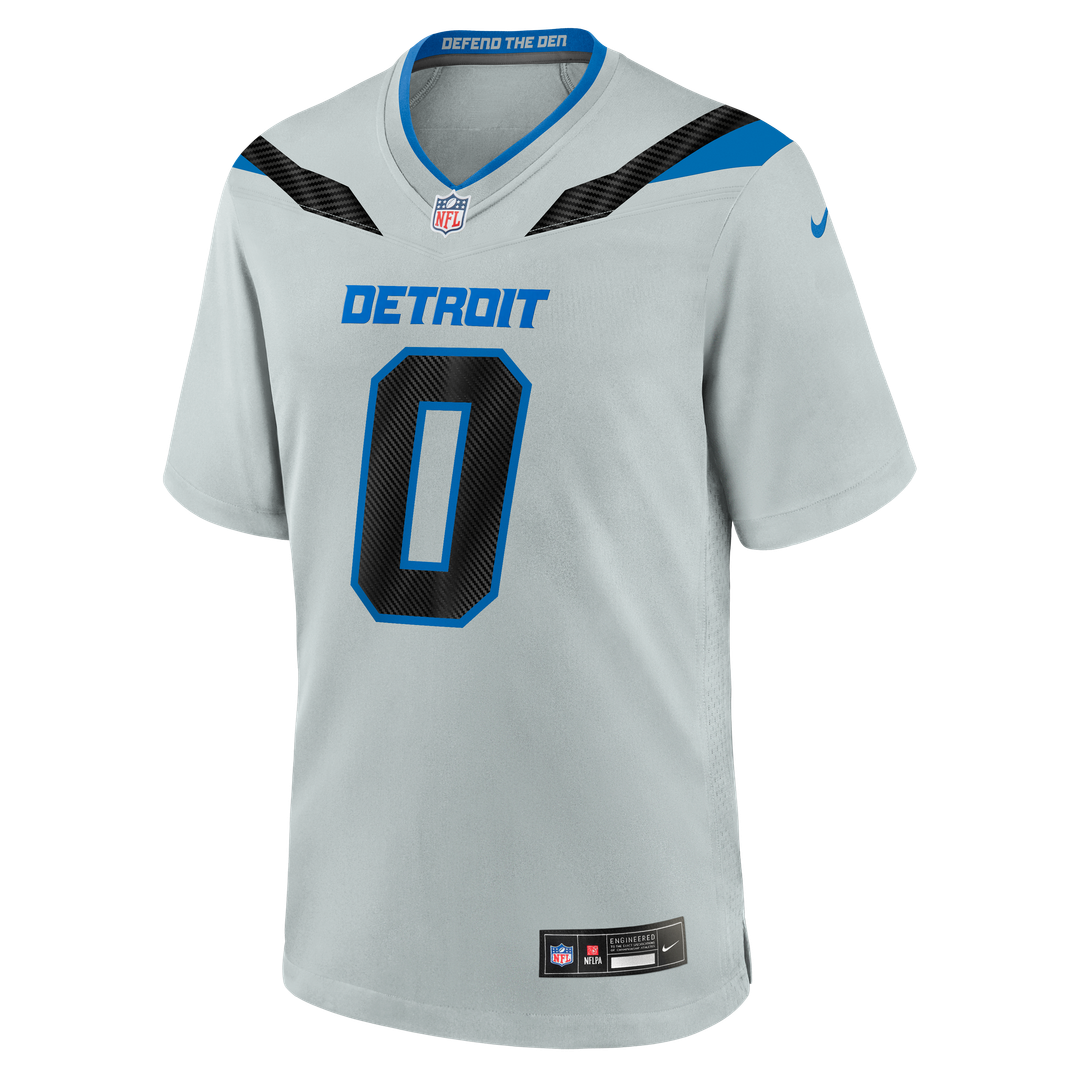 Jahmyr Gibbs Detroit Lions Nike Silver 2026 Rivalries Collection Game Jersey