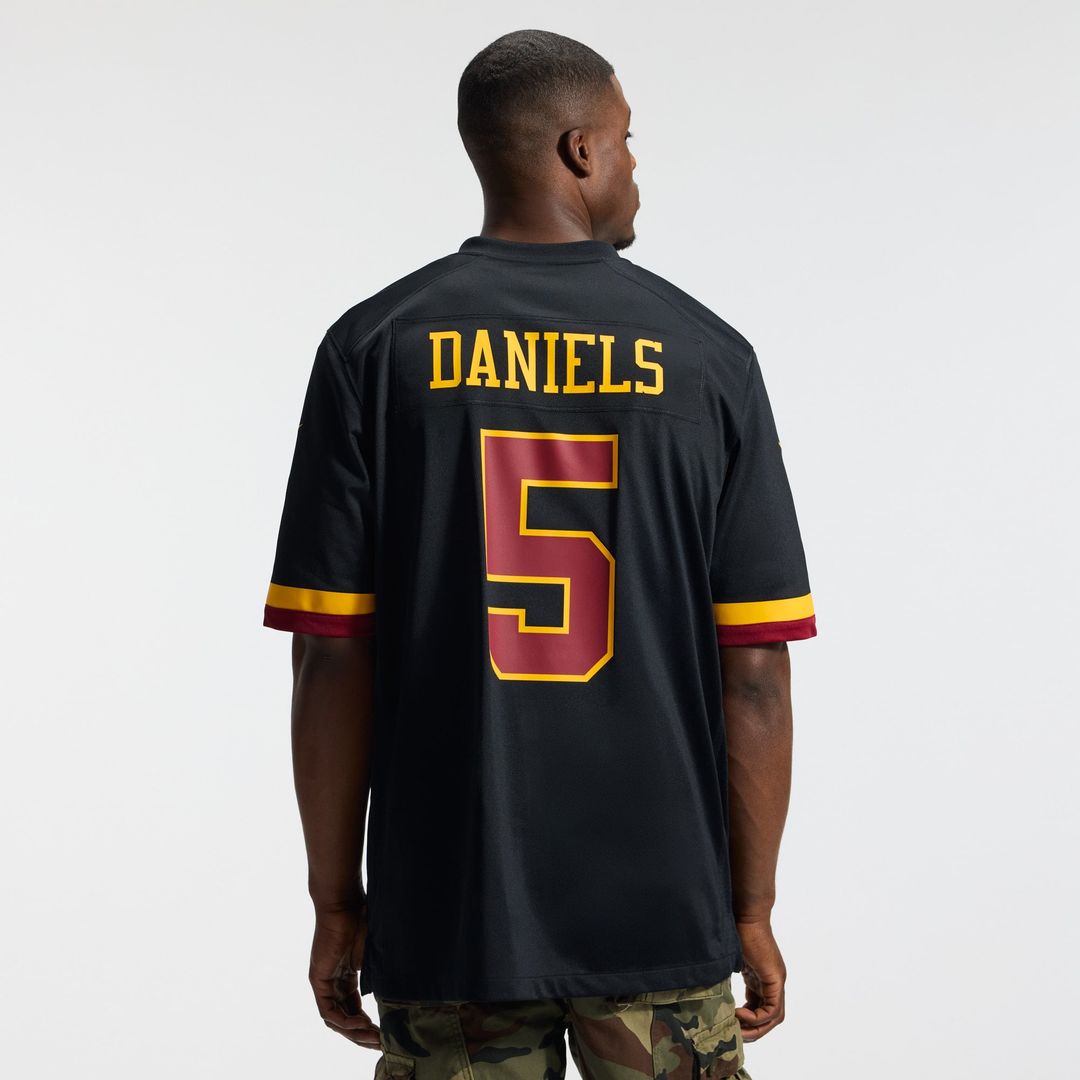 Jayden Daniels Washington Commanders Hail Raiser Nike Black Alternate Game Jersey