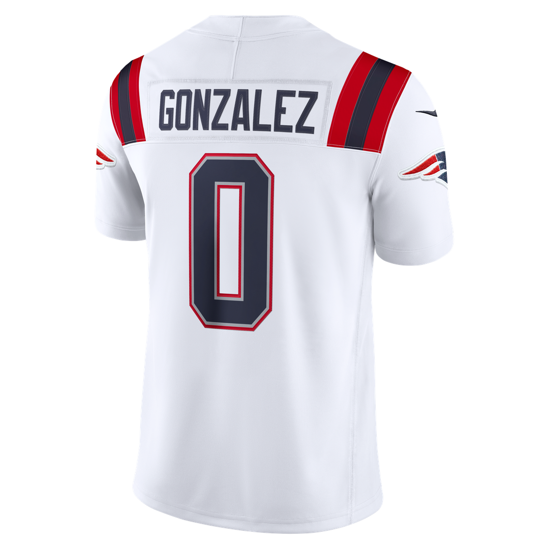 Christian Gonzalez New England Patriots Nike White Vapor F.U.S.E. Stitched Limited Jersey