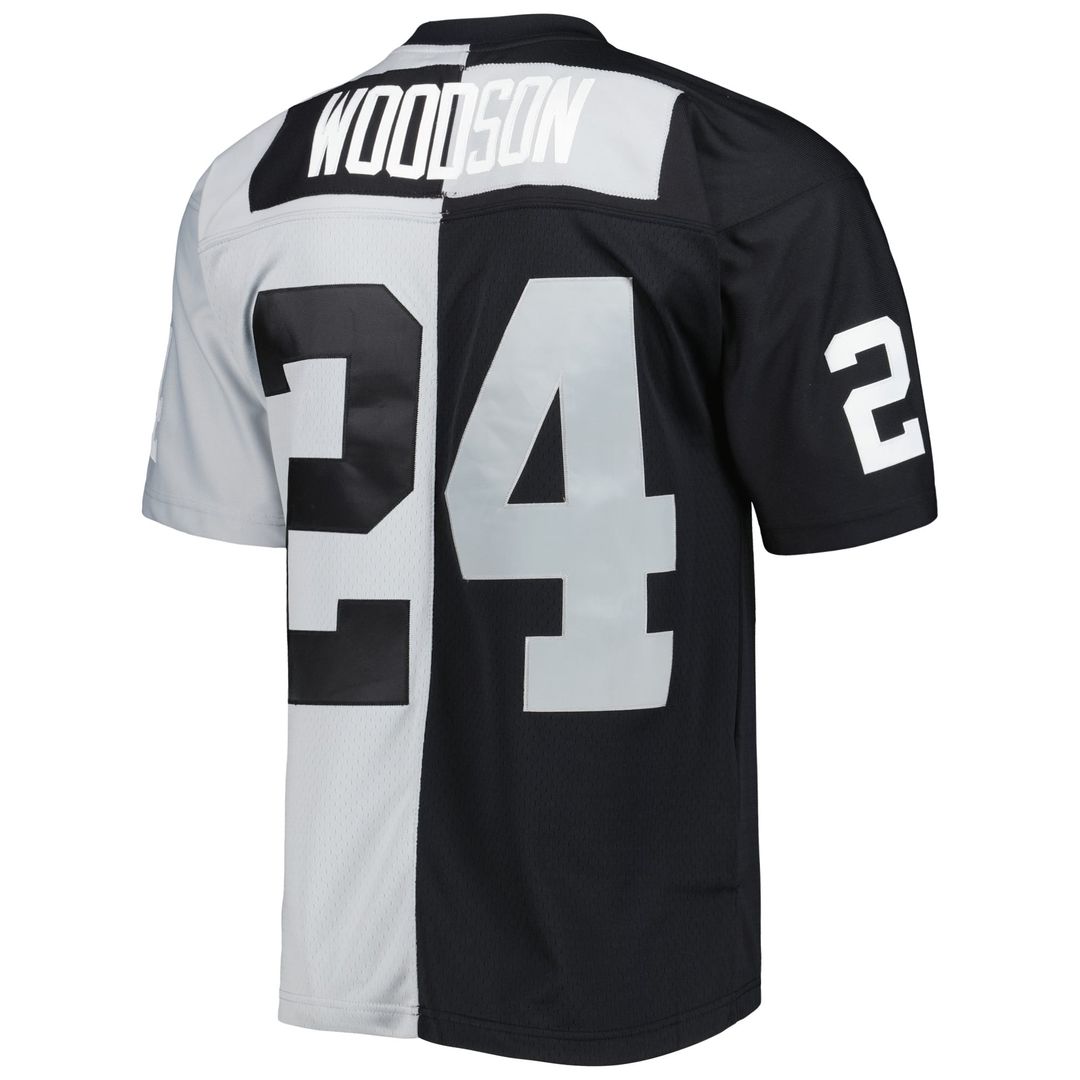 Charles Woodson Las Vegas Raiders Mitchell & Ness Black/Silver 1998 Split Legacy Replica Jersey