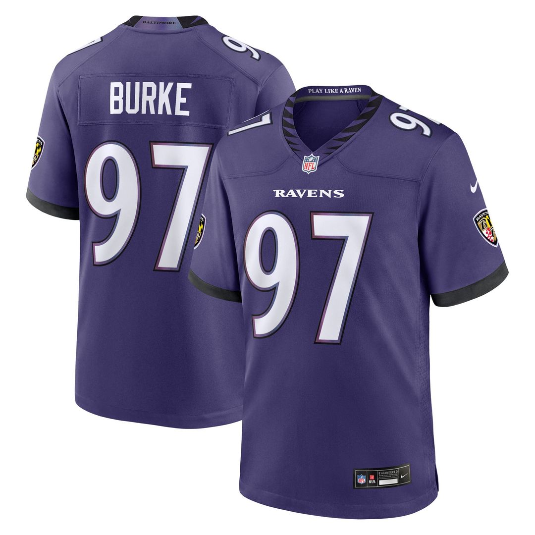 Ethan Burke Baltimore Ravens Nike Purple Team Game Jersey