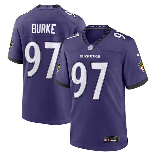 Ethan Burke Baltimore Ravens Nike Purple Team Game Jersey