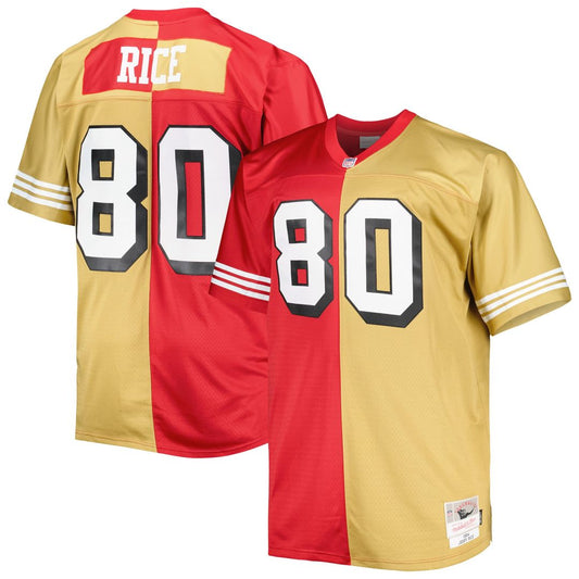 Jerry Rice San Francisco 49ers Mitchell & Ness Scarlet/Gold Big & Tall Split Legacy Retired Player Replica Jersey